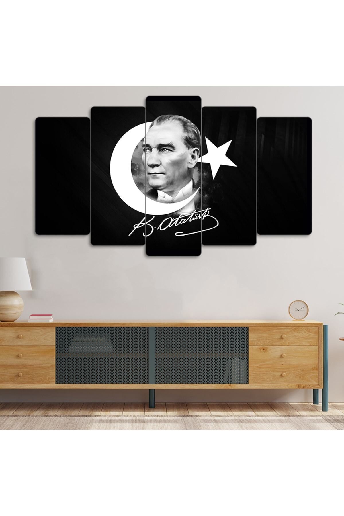 Gülsüm Aydın TABLO Atatürk, Mustafa Kemal Atatürk - 5 Parçalı Dekoratif Tablo