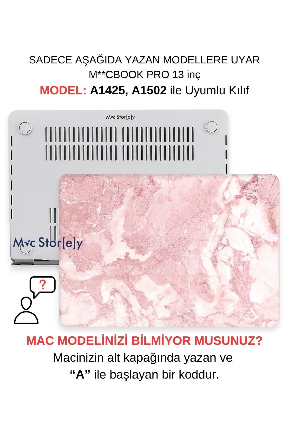 Mcstorey Macbook Pro Kılıf 13 Inç Mermer08nl (ESKİ HDMI'LI MODEL 2012-2015) A1425 A1502 Ile Uyumlu