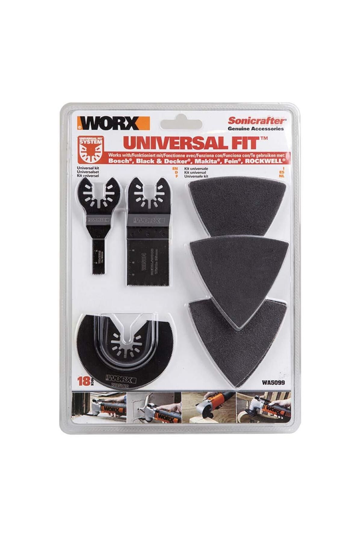 Worx WA5099 18 Parça Universal Metal, Ahşap Kesme ve Zımpara Kâğıdı Aksesuar Seti