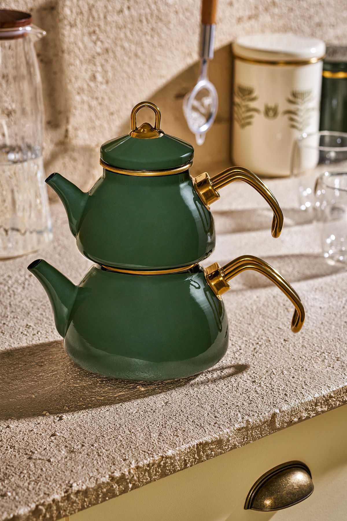 Emsan Artisan Mini Emaye Çaydanlık Yeşil