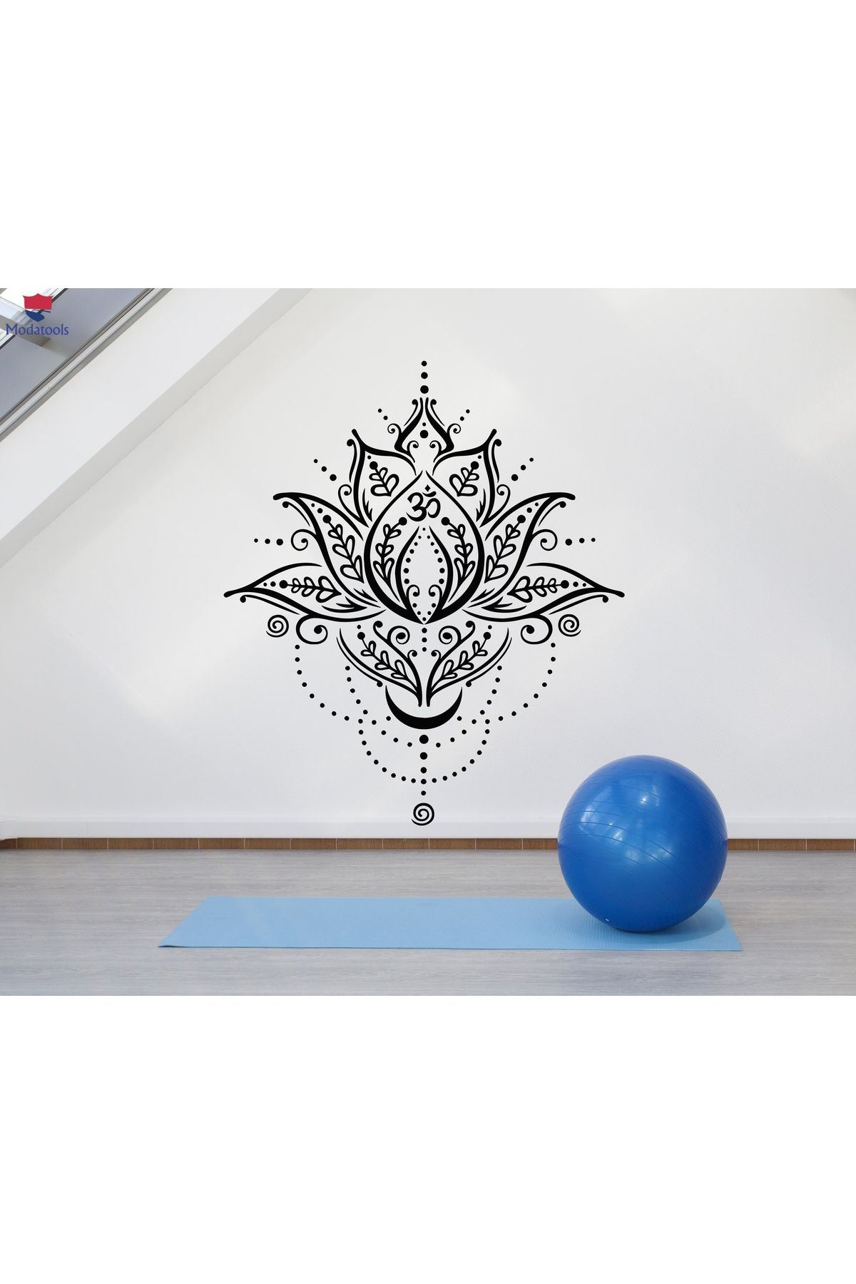 Modatools Oturma Odası, Yatak Odası Duvar Sticker Meditasyon Yoga Spa Merkezi Lotus Çiçeği Sembolü Çıkartmalar