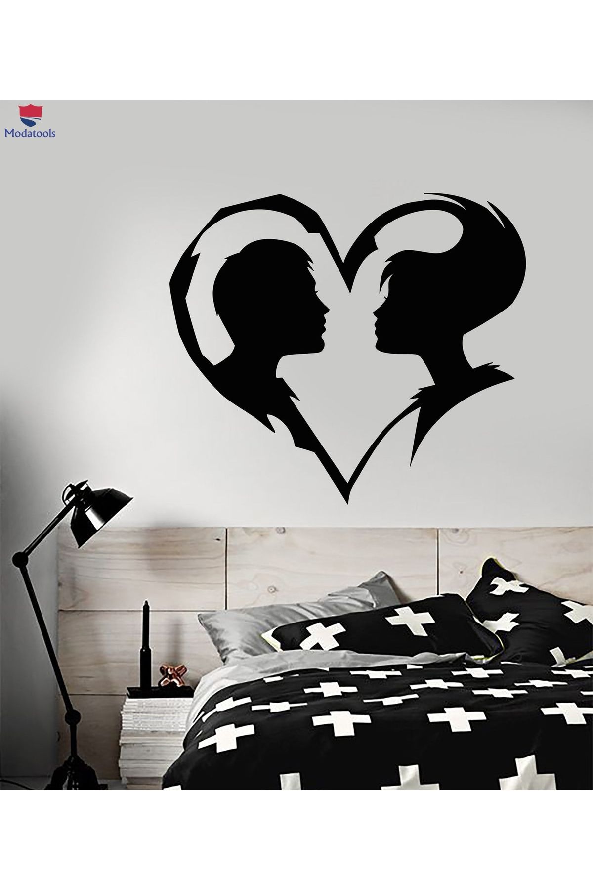 Modatools Yatak Odası Duvar Sticker Soyut Aşk Kalp Sembolü Adam Ve Kız Erkek Kadın Çıkartmaları