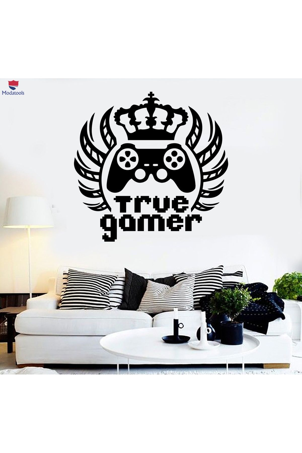 Modatools Gaming Zone Duvar Sticker True Gamer King Video Oyunu Genç Odası Çıkartmaları Hediyelik