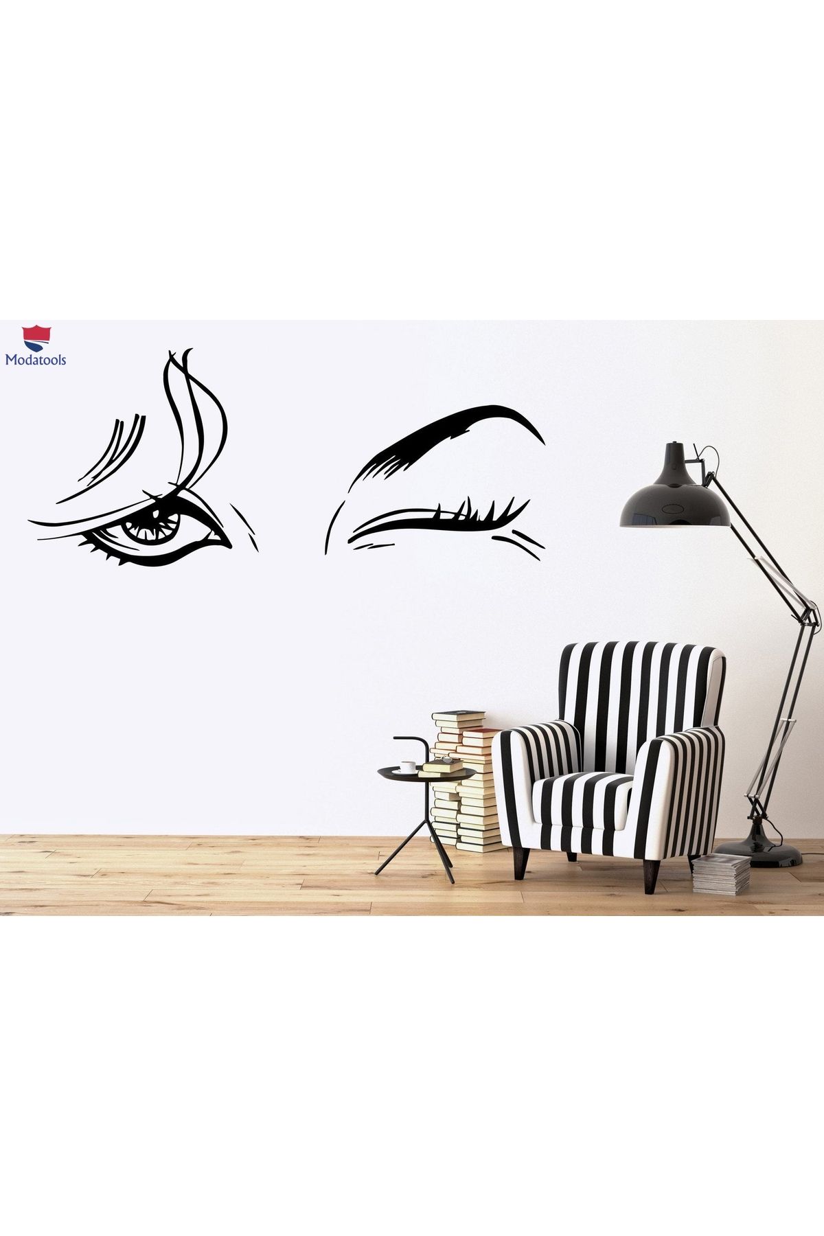 Modatools Yatak Odası Sticker Güzel Kadın Güzellik Salonu Kadın Göz Makyajı Seksi Kız Duvar Çıkartma