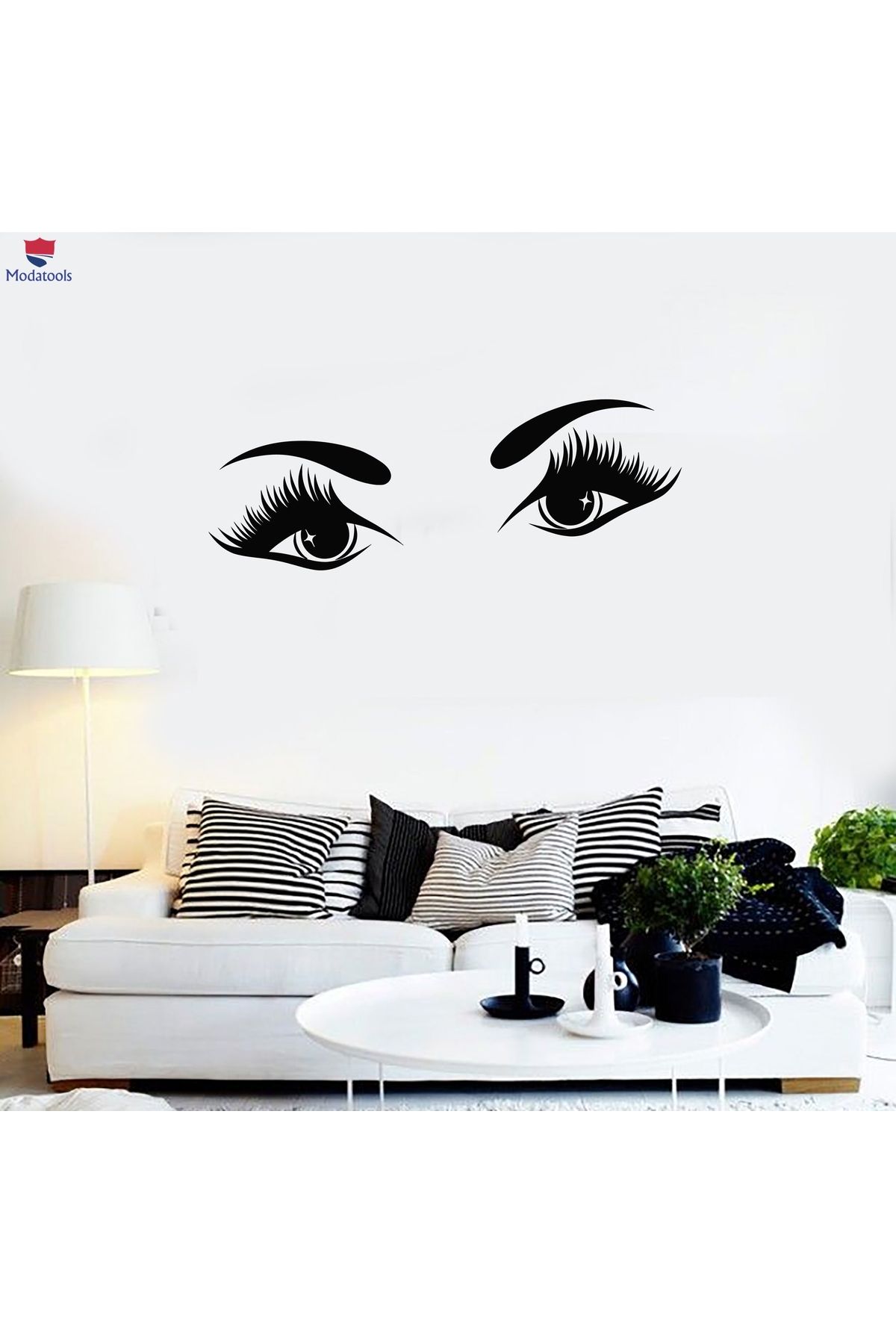 Modatools Güzellik Salonu Duvar Sticker Güzel Kadın Gözleri Uzun Kirpikler Makyaj Kozmetik Çıkartmalar