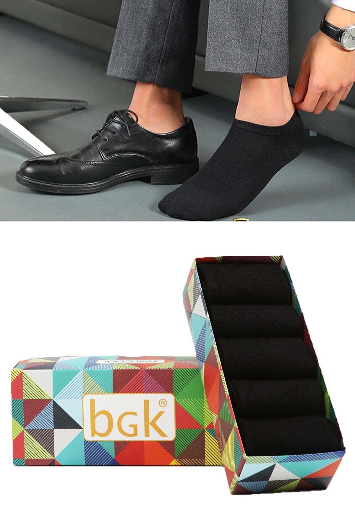 BGK Erkek Siyah Premium Bambu Çorap 5'li Siyah