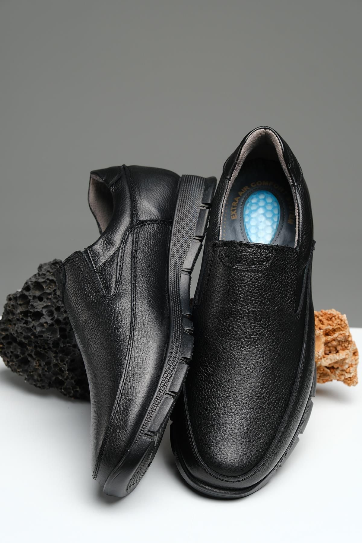 Oksit Rix Bağcıksız Ortopedik Topuk Masajlı Hakiki Deri Kışlık Erkek Ayakkabı
