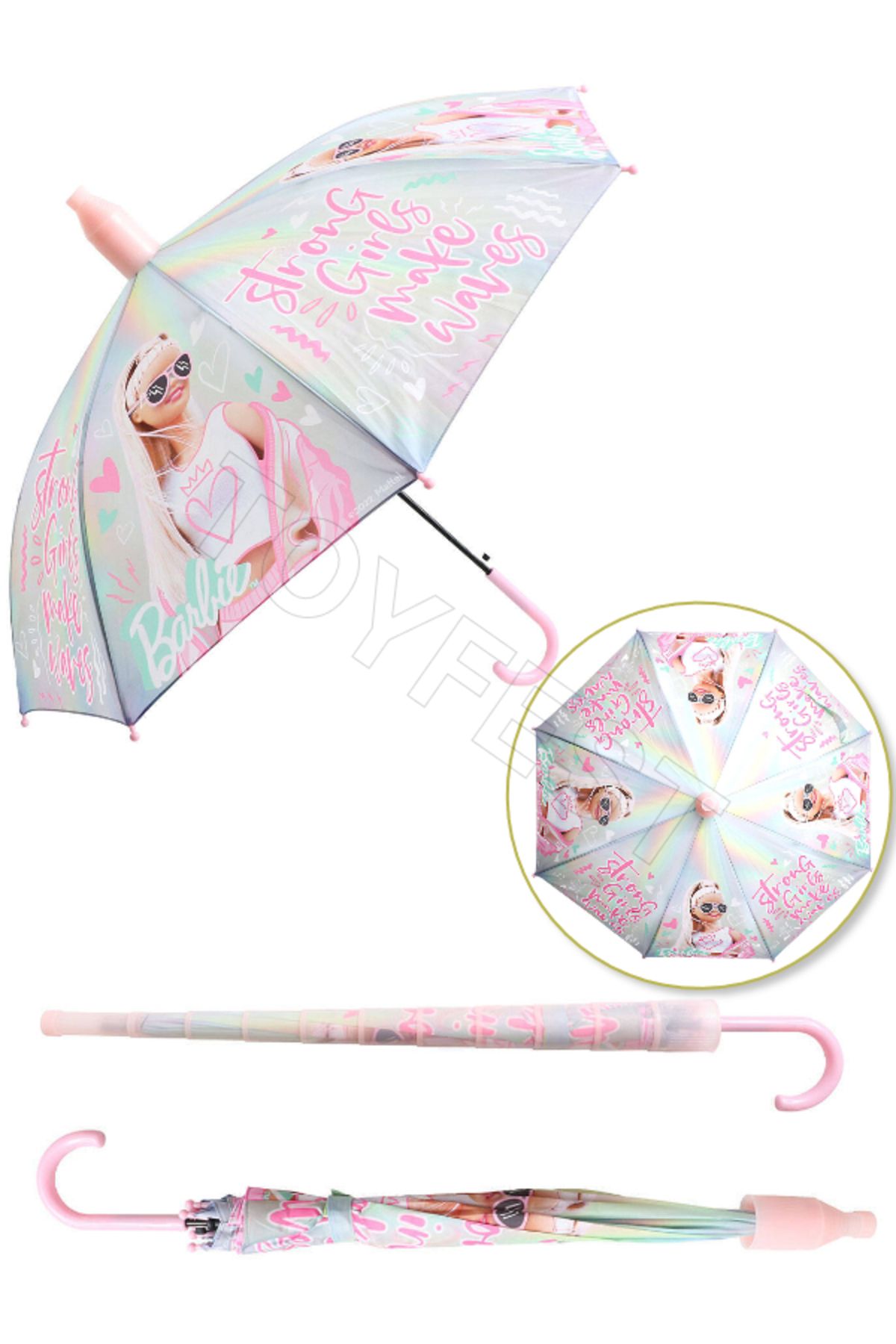 TOYFEST Barbie Strong Girl PVC Koruma Kılıflı Çocuk Şemsiyesi - 3 - 12 Yaş Arası Çap : 85 cm