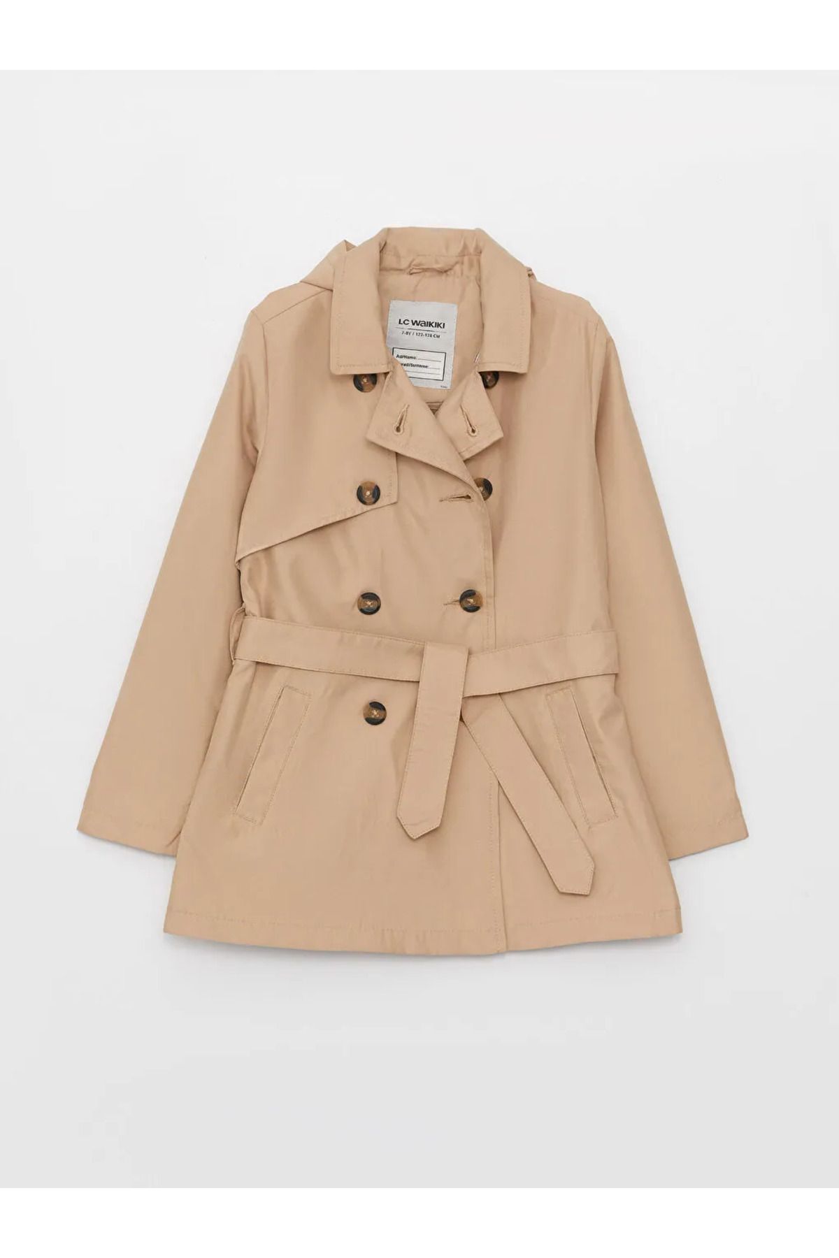 LC Waikiki LCW Kids Kapüşonlu Basic Kız Çocuk Trençkot