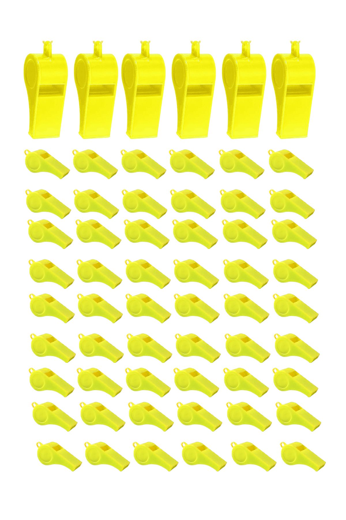 Toyaş Sarı Plastik Düdük, 150 Adet İpli Yüksek Sesli Hakem Düdüğü Hediyelik Parti Düdükleri
