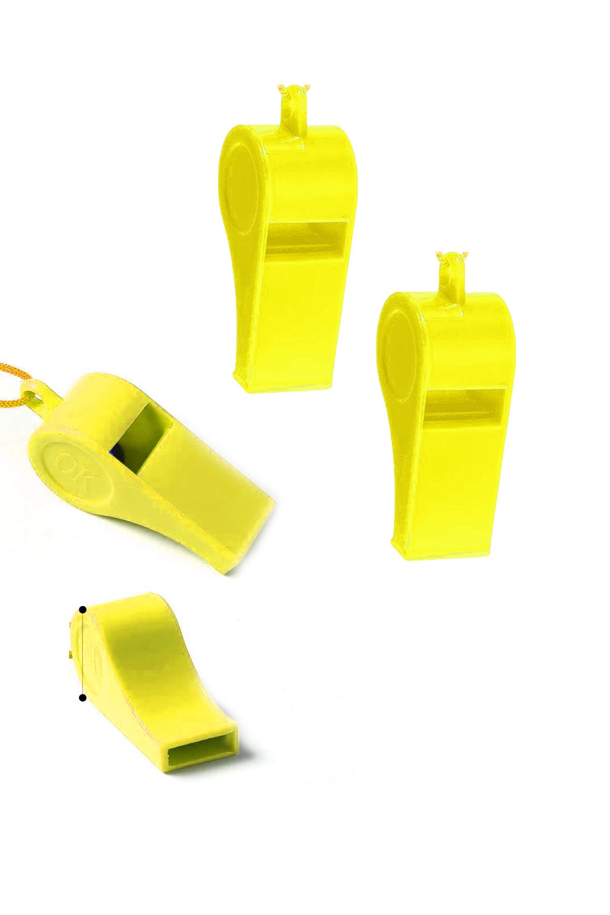 Toyaş Sarı Plastik Düdük, 2 Adet İpli Yüksek Sesli Hakem Düdüğü Hediyelik Parti Düdükleri