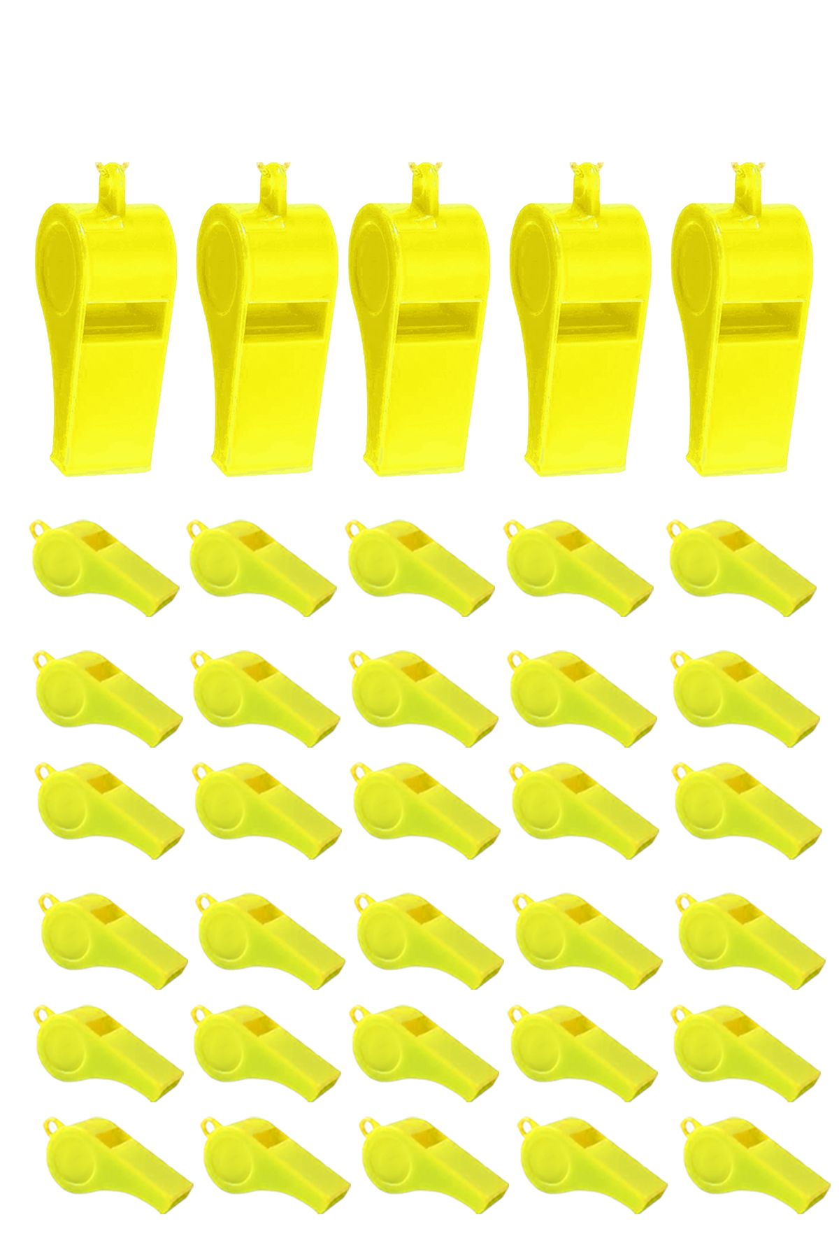 Toyaş Sarı Plastik Düdük, 30 Adet İpli Yüksek Sesli Hakem Düdüğü Hediyelik Parti Düdükleri