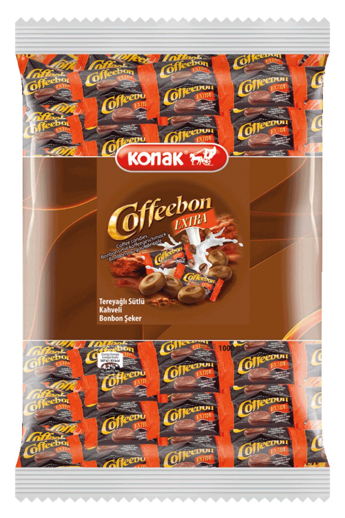 KONAK Coffeebon Extra Kahveli & Tereyağlı & Sütlü Sert Şeker 1000 gr