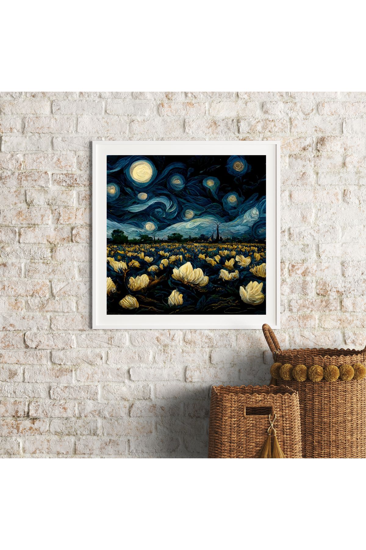 arzuönler Modern Van Gogh Yıldızlı Gece Çizimi Kanvas Tablo