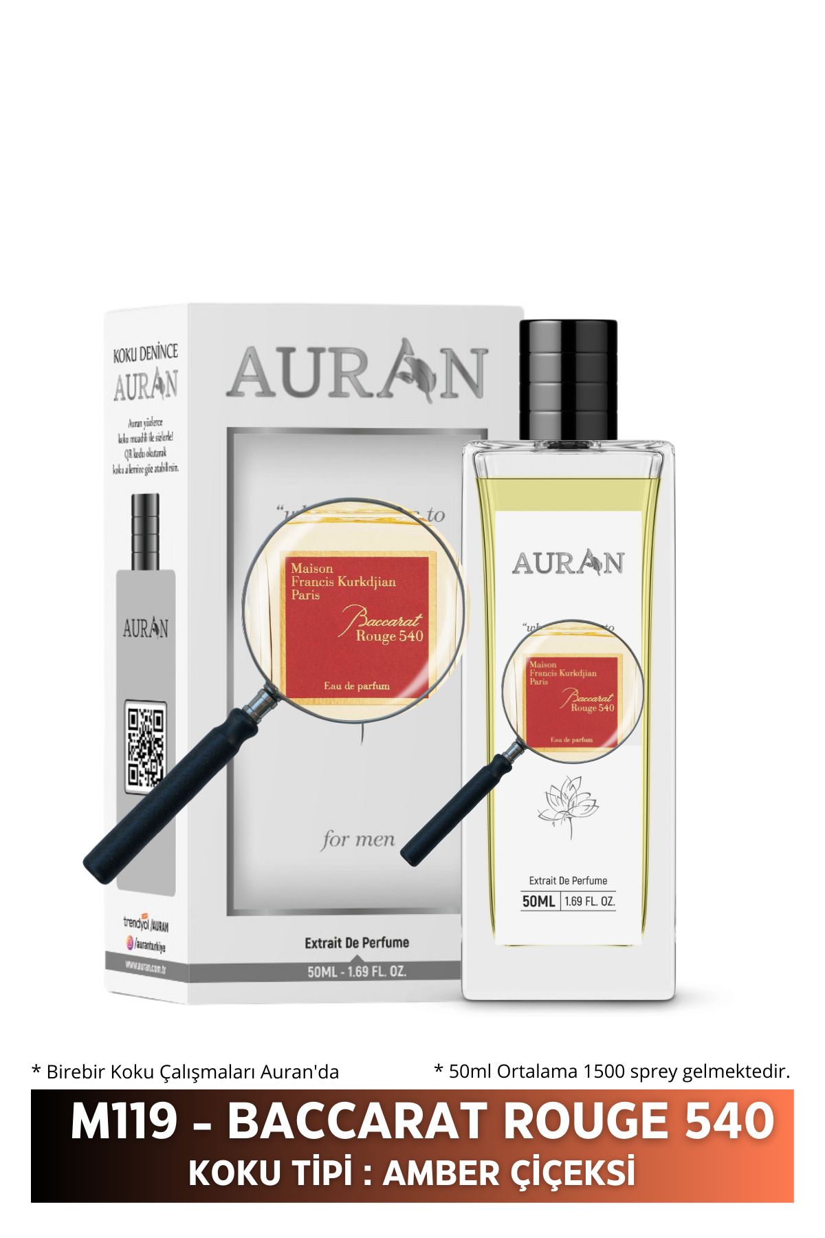 AURAN M119 - Baccarat Rouge 540 Erkek Parfüm Amber Çiçeksi 50ml