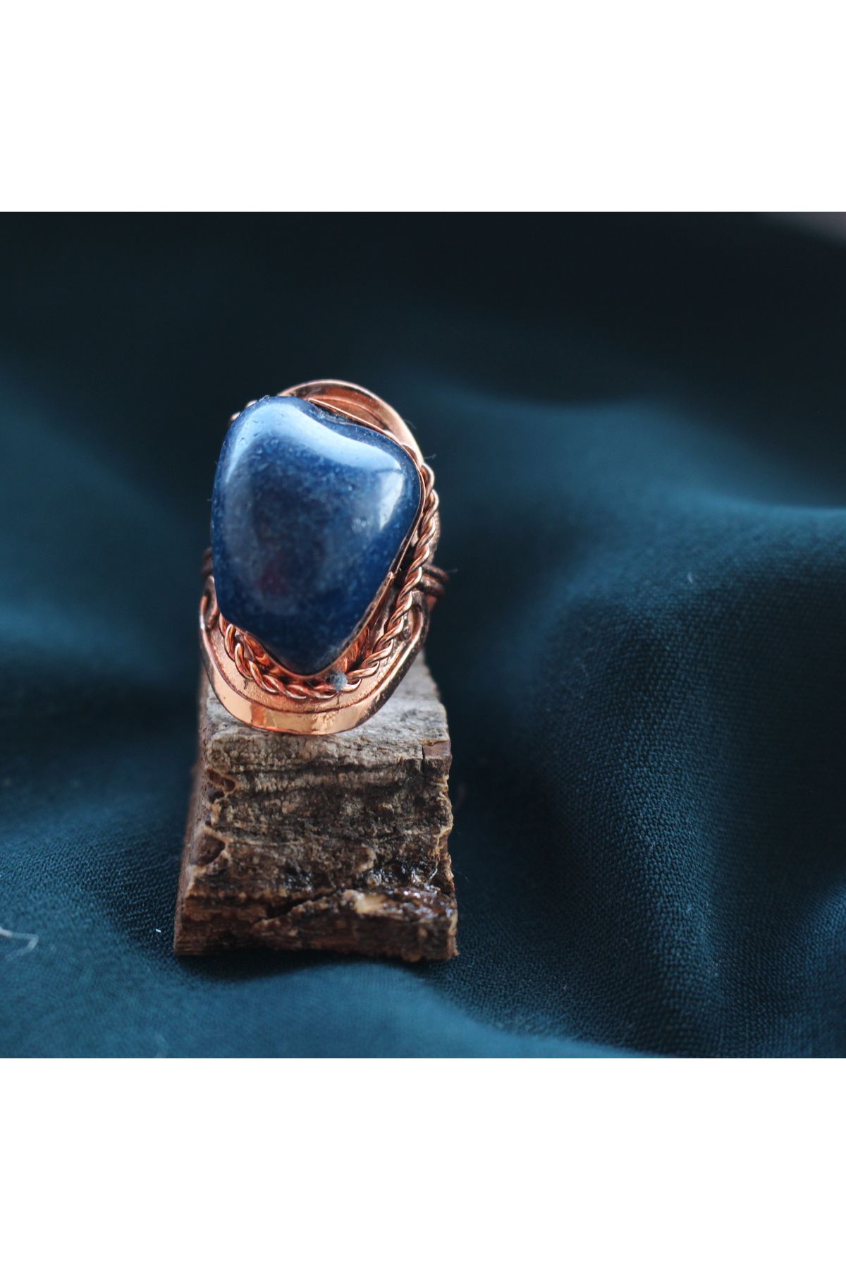 TRENDİN YOLU 1 Adet El Yapımı Ayarlanabilir Lacivert Doğaltaş Yüzük Lapis Lazuli