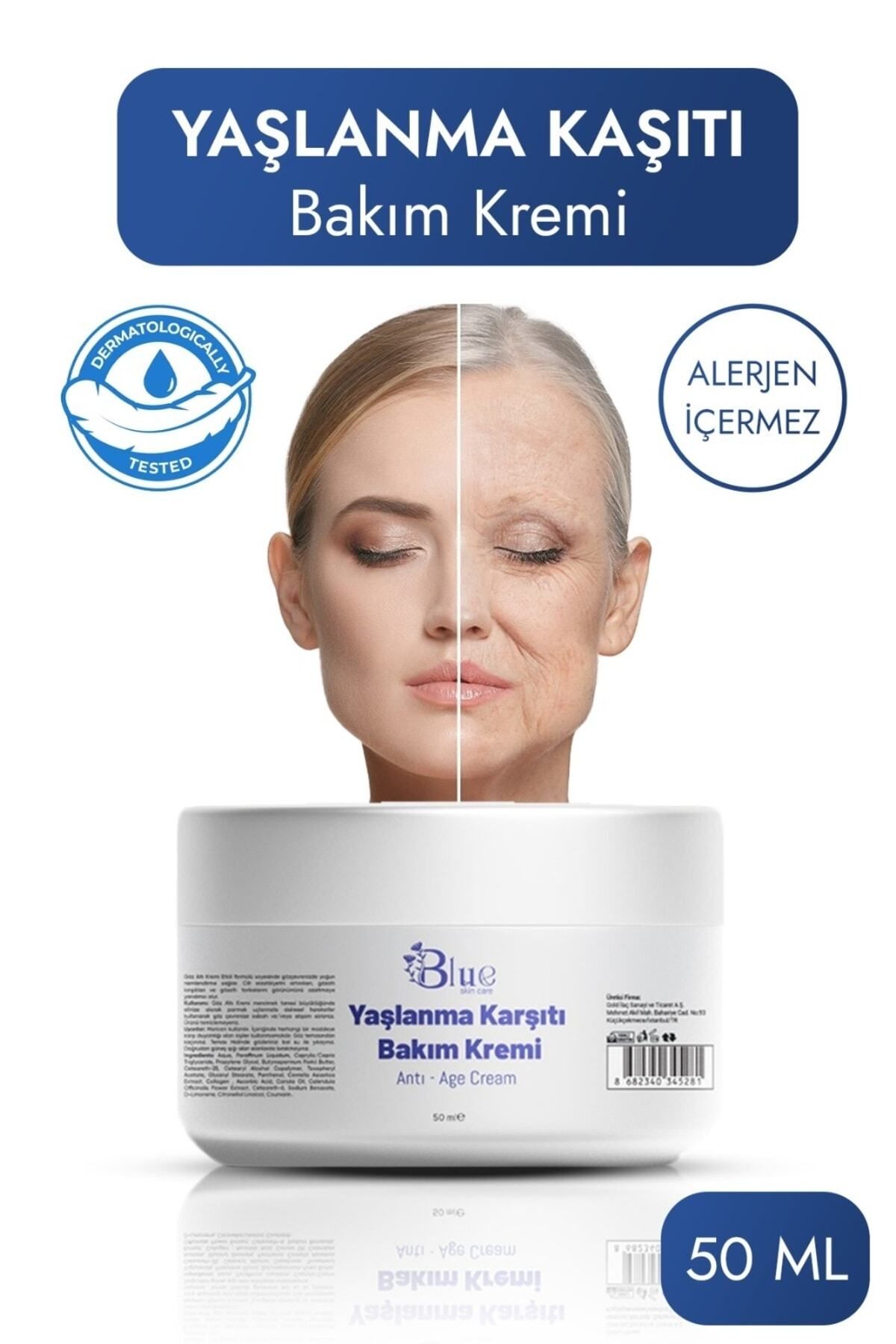 BLUE Skin Care Yaşlanma Karşıtı Ve Kırışıklık,giderici Nemlendirici Yüz Bakım Kremi ( 50 ml )