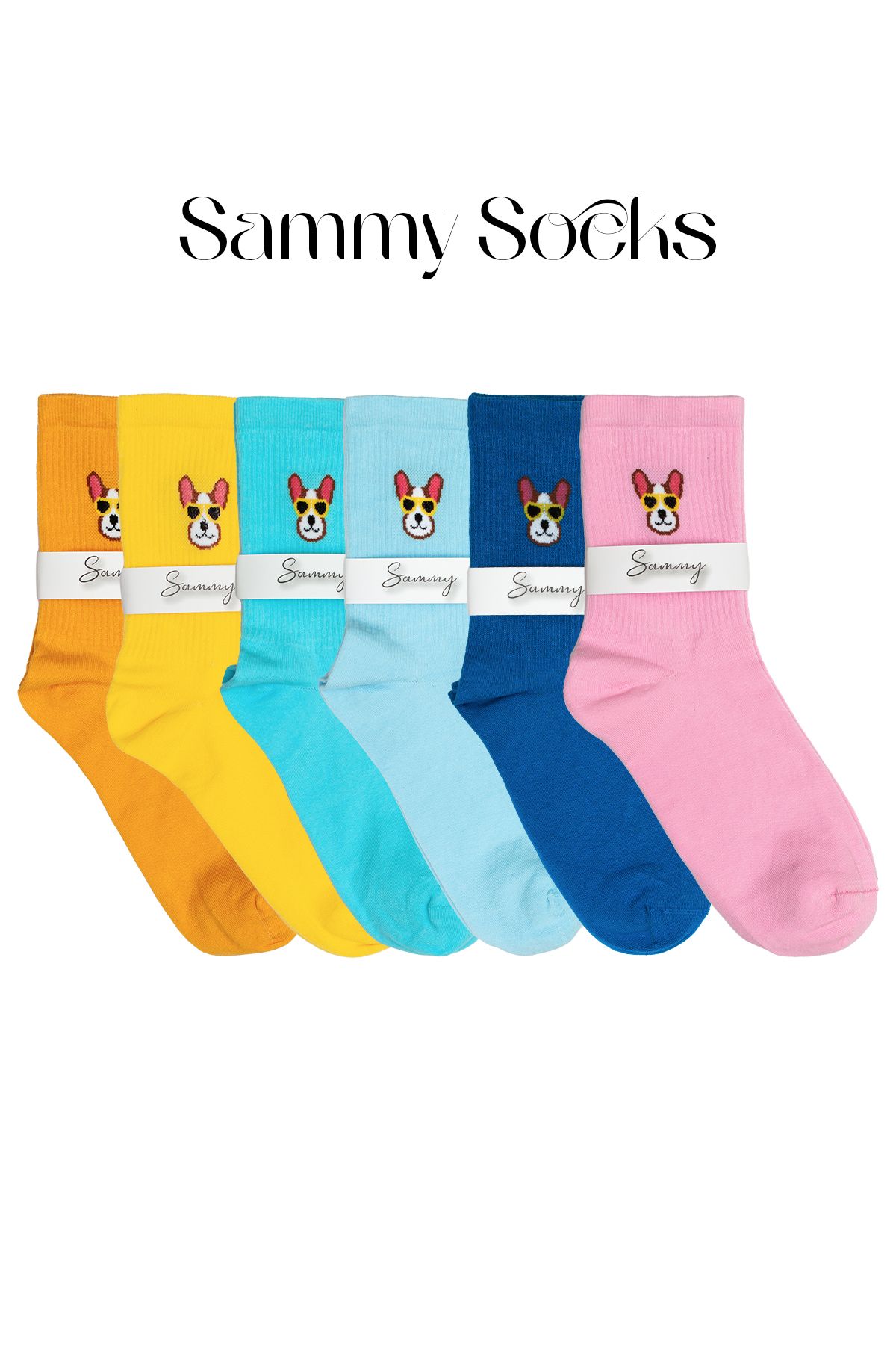 Sammy Socks Renkli Pamuklu Desenli Soket Unisex Çorap 6’lı