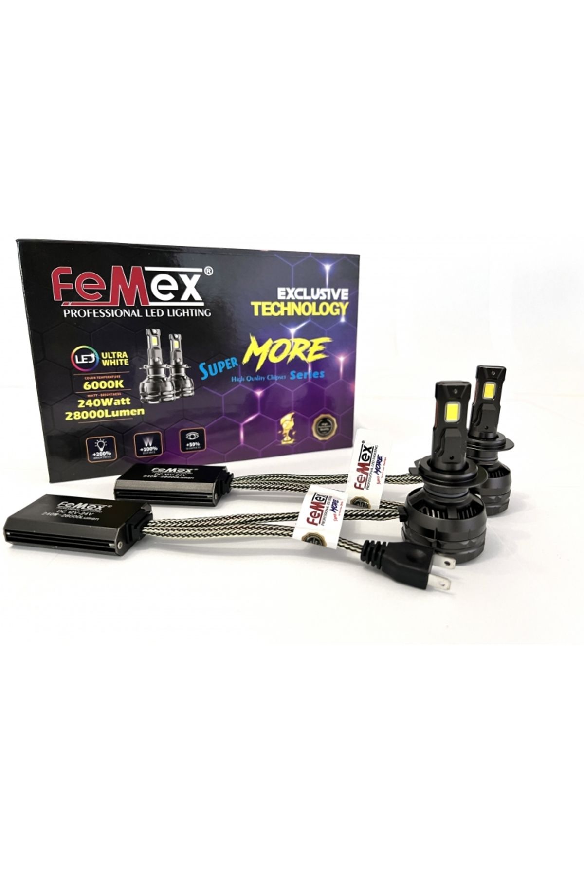 FEMEX Super More H7 Şimşek Etkili Led Xenon 240w 28000 Lumen