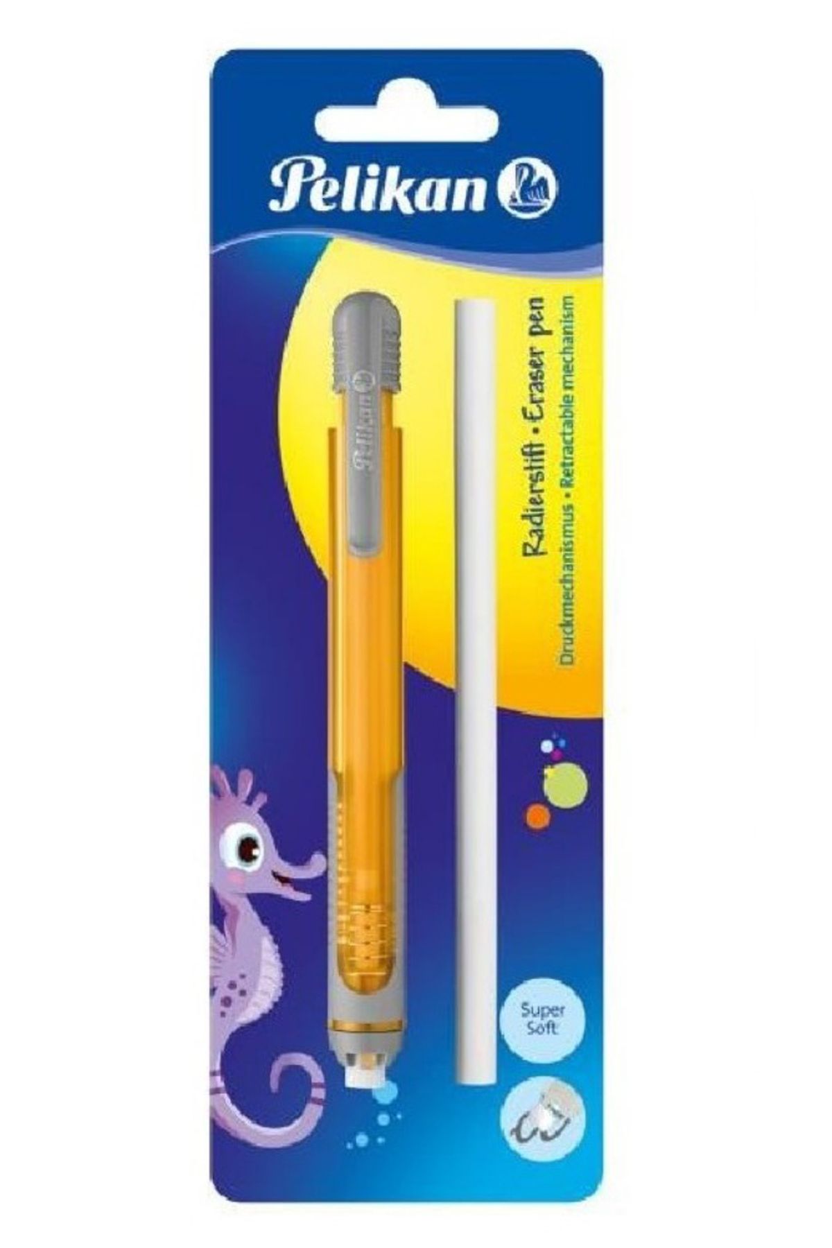 Pelikan turuncu kalem tipi silgi(kalem silgi) + yedek silgi