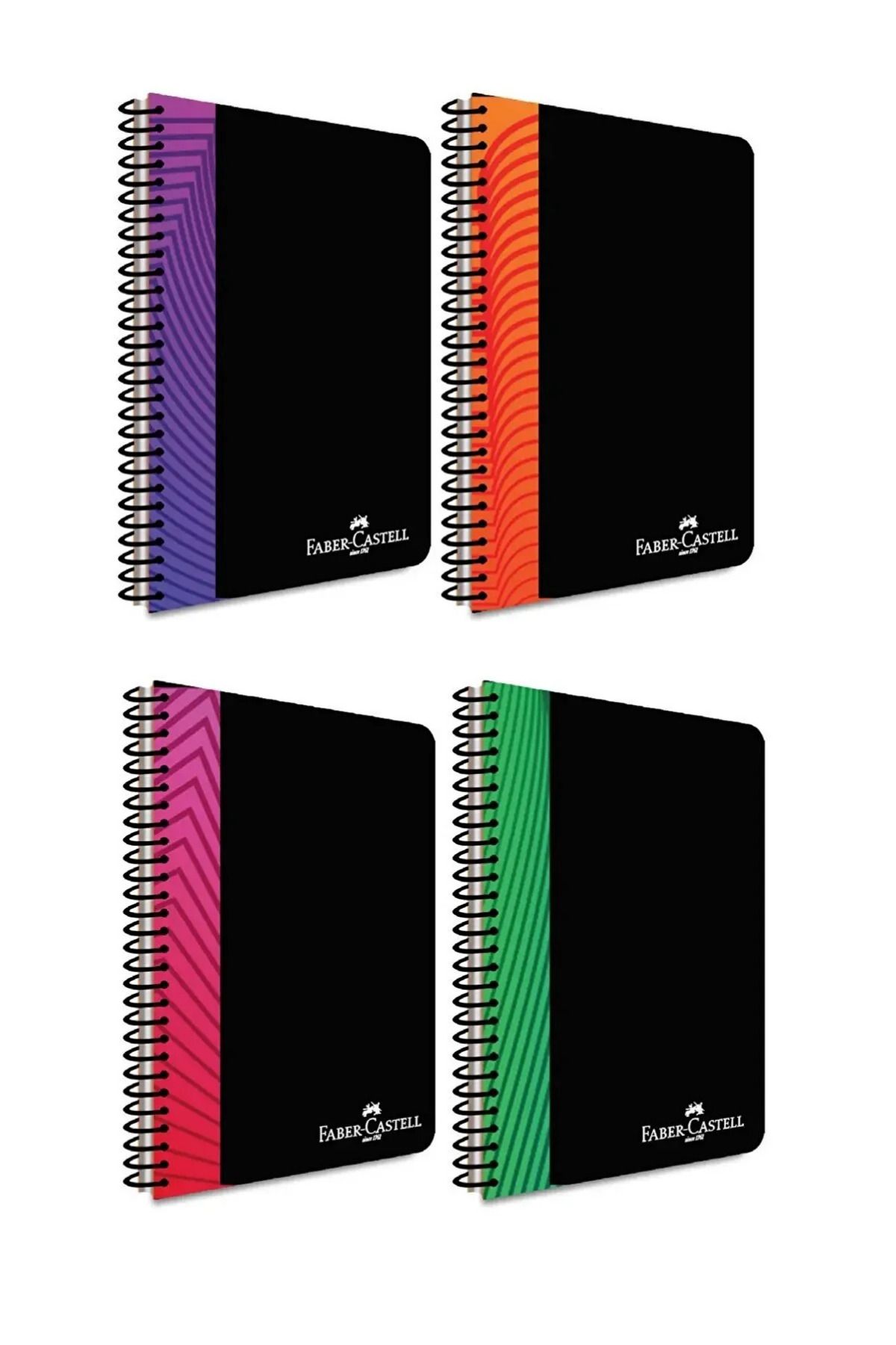 Faber Castell 4 ADET A4 Spiralli Plastik Kapak 80 yaprak ÇİZGİSİZ Defter