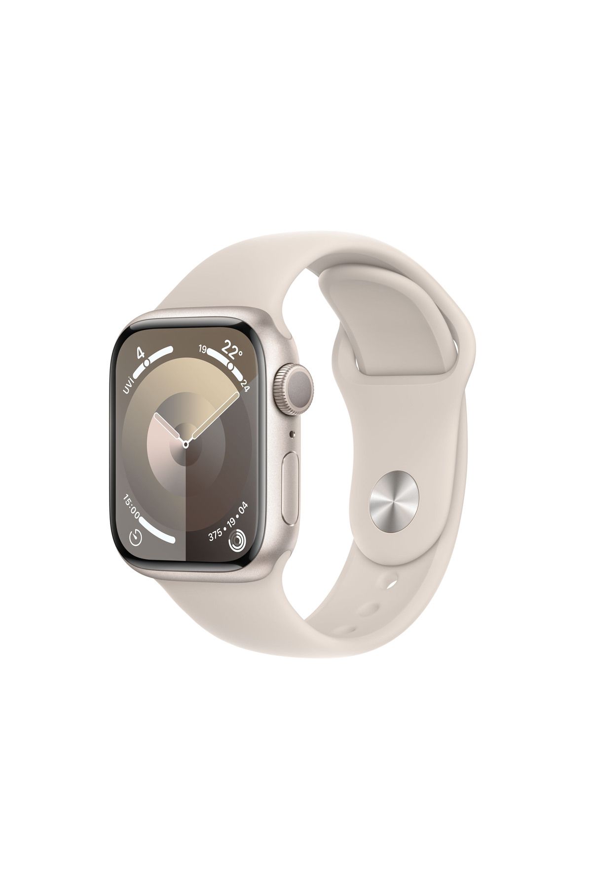 Apple Watch Series 9 GPS 41mm Yıldız Işığı Alüminyum Kasa ve Yıldız Işığı Spor Kordon - S/M