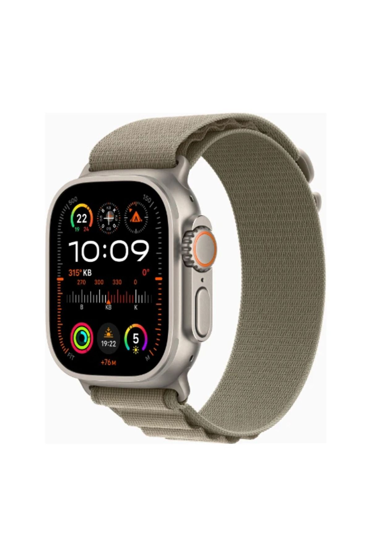 Apple Watch Ultra 2 GPS + Cellular, 49mm Titanyum Kasa ve Klasik Zeytin Yeşili Alpine Loop - Büyük Boy