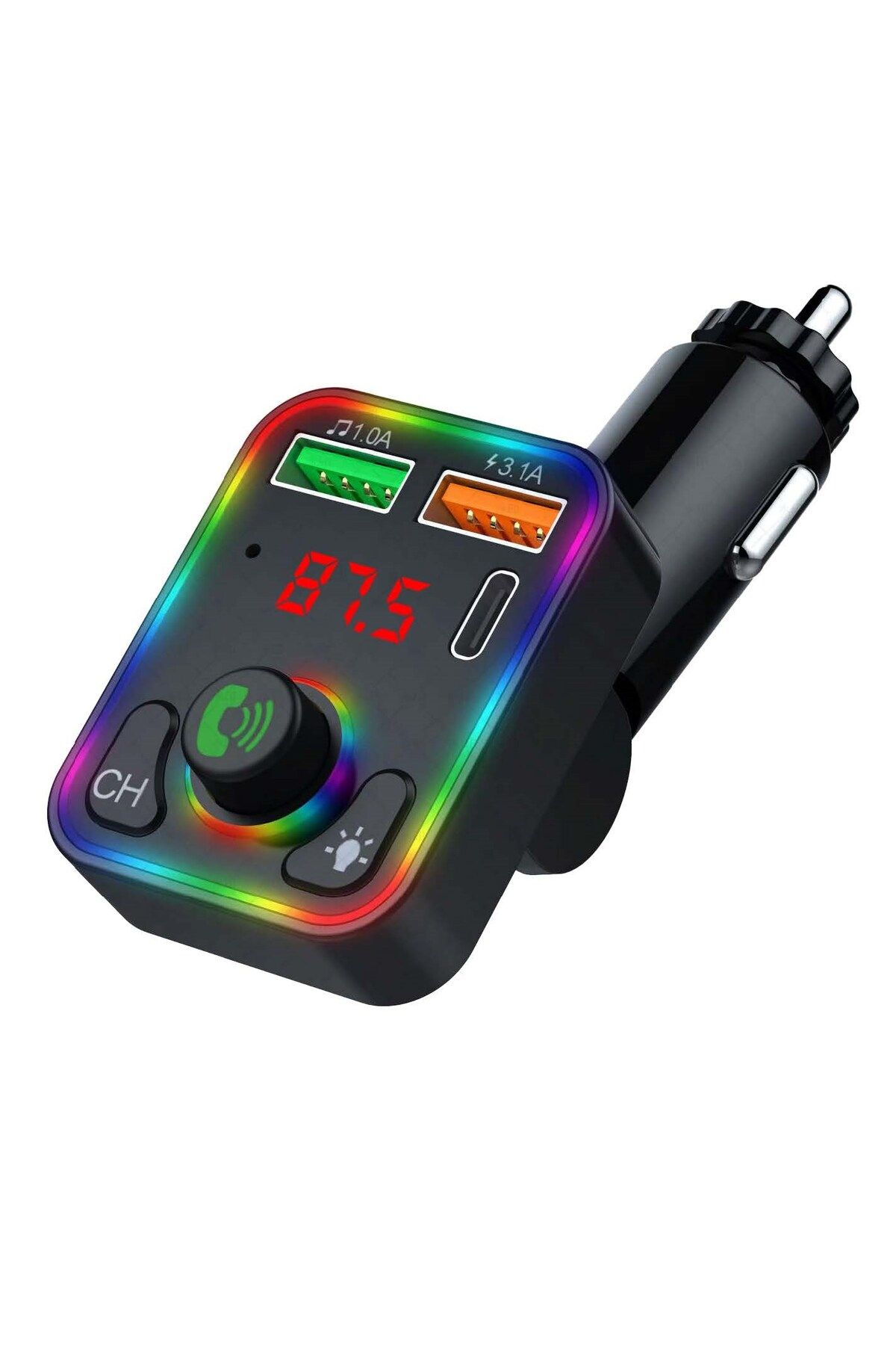 Concord C618 Rgb Işıklı PD 18 + QC 3.1A Şarj Oynar Başlıklı Bluetooth 5.1V Fm Transmitter