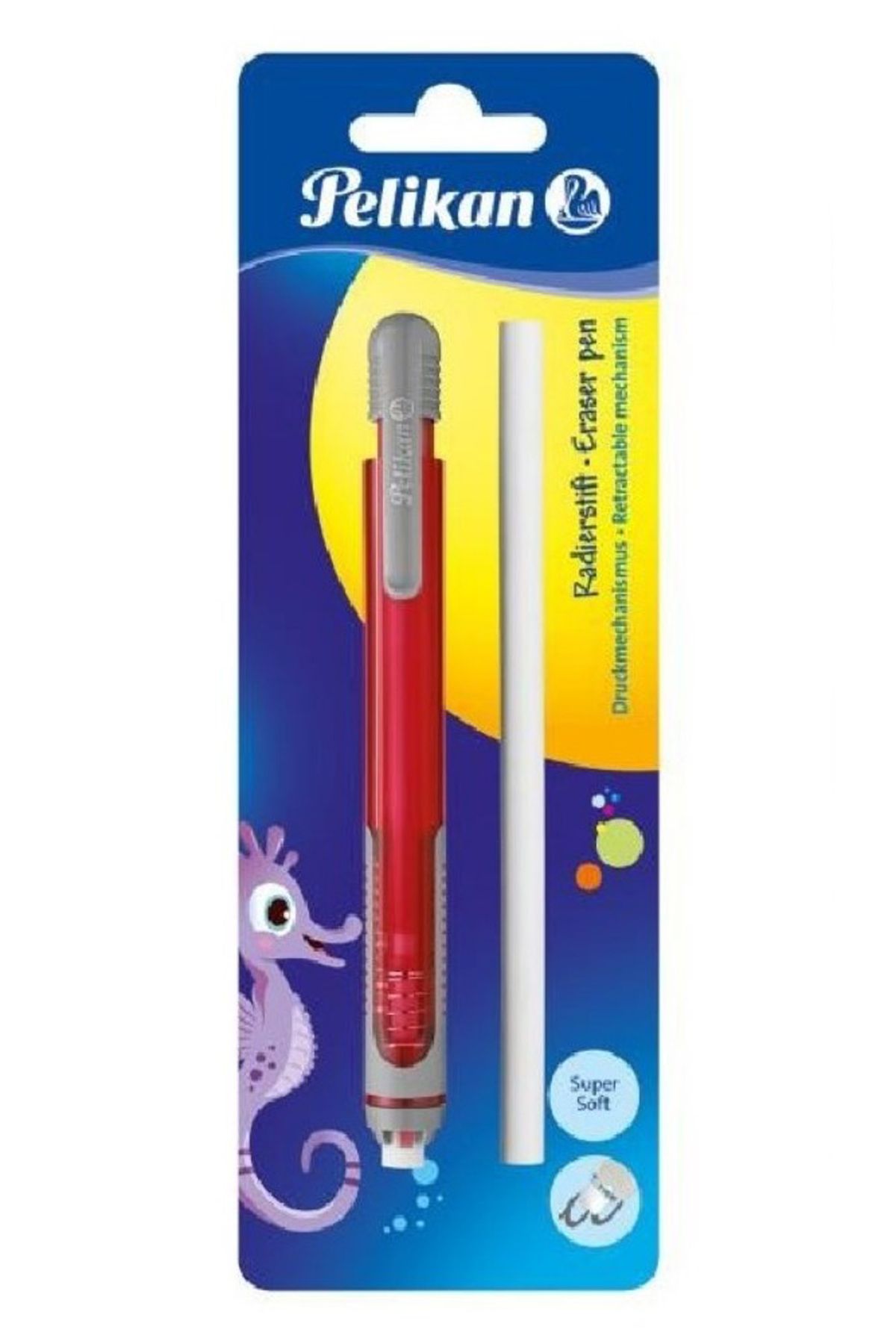 Pelikan kırmızı kalem tipi silgi(kalem silgi) + yedek silgi