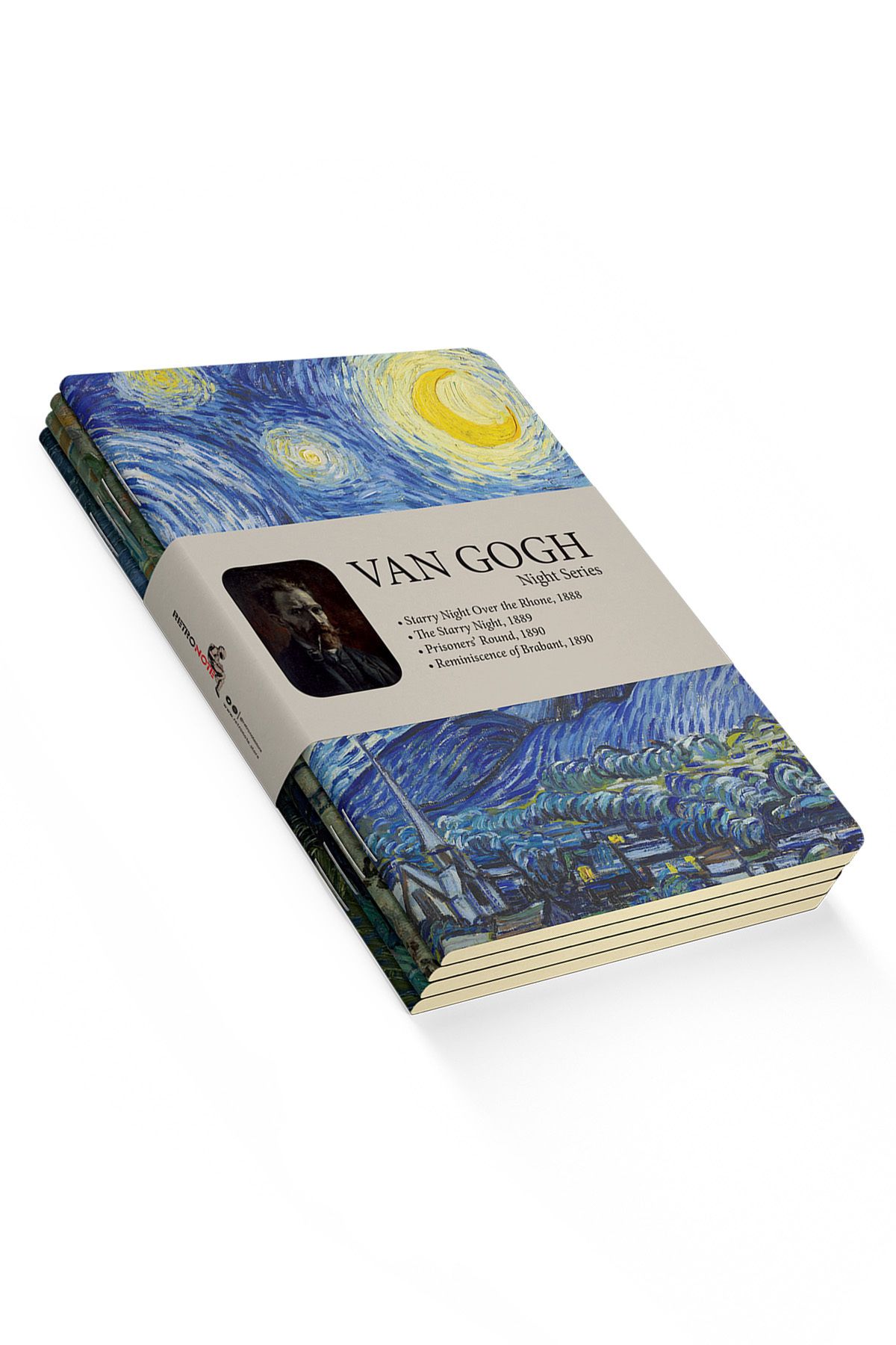 retronote Van Gogh 4'lü Defter Seti 1 - Night Series - Çizgisiz - 64 Sayfa - 14x21cm