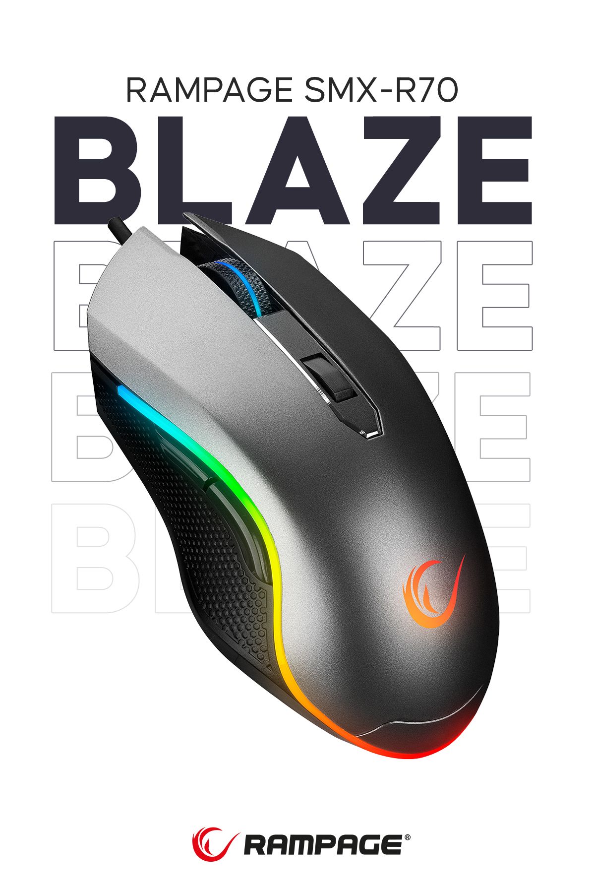 Rampage Smx-r70 Blaze Usb 6400dpi Rgb Macrolu Profesyonel Gaming Oyuncu Mouse