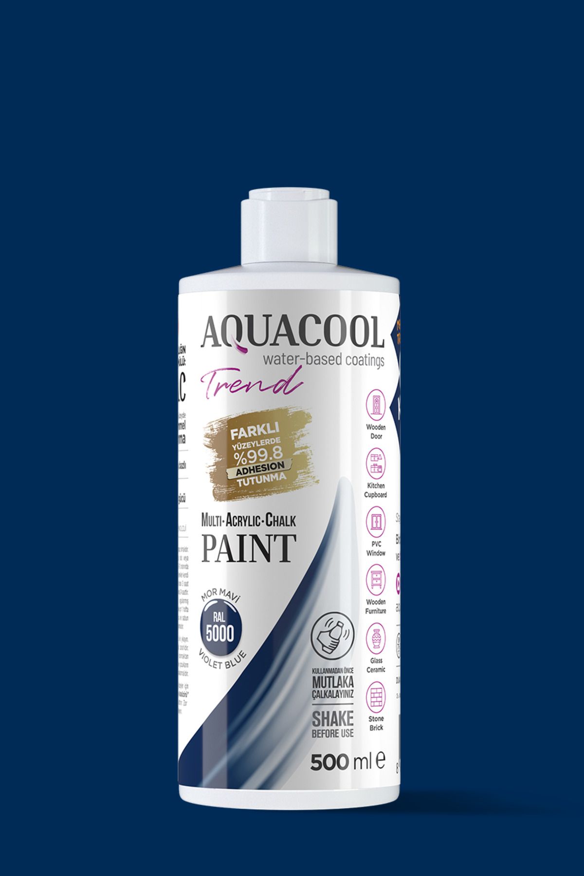 Aquacool Trend Su Bazlı Hibrit Dönüşüm Boyası Ral 5000 Mor Mavi 500ml