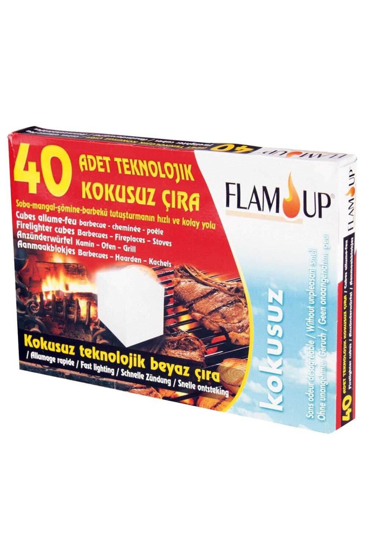 Flam Up Teknolojik Mangal Şömine Tutuşturucu Beyaz Çıra 40'lı 1 Paket
