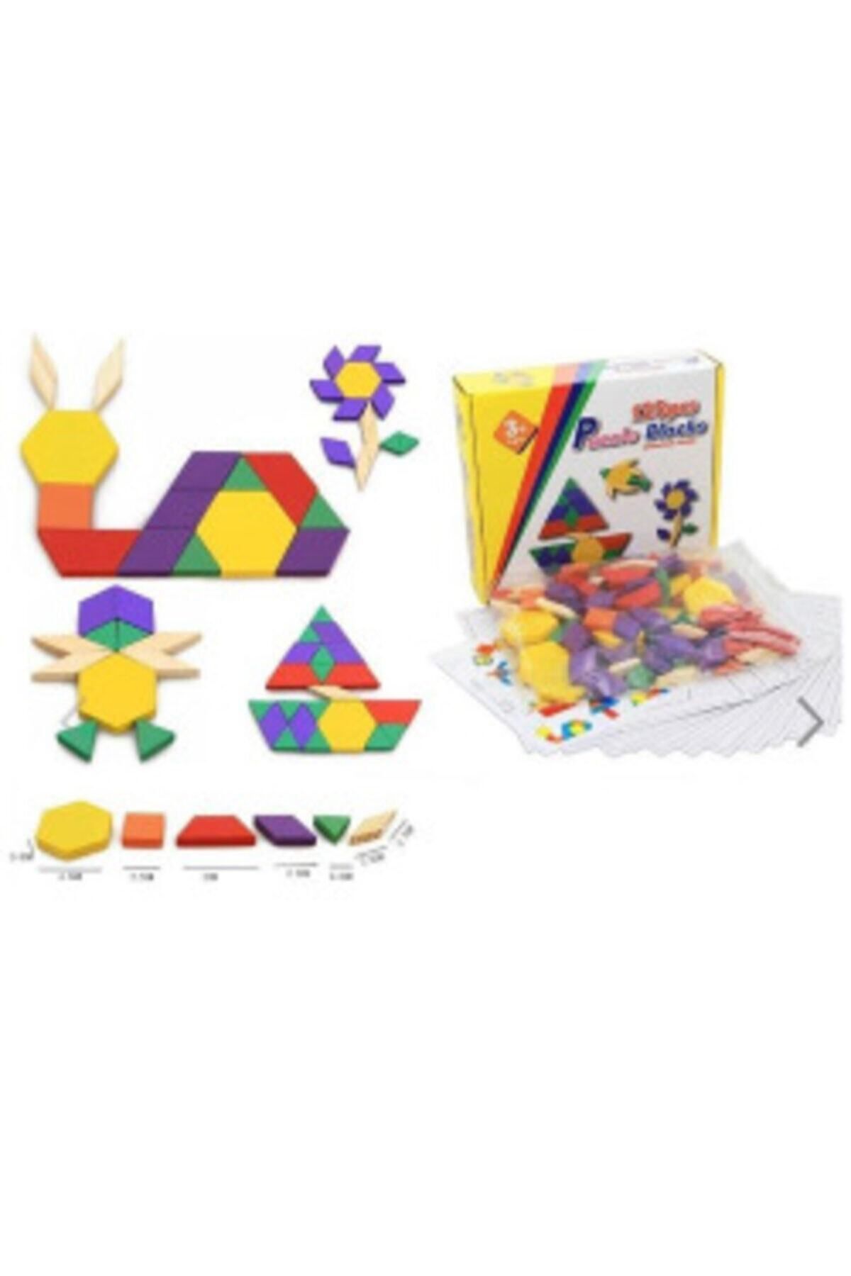 Wooden Toys 125 Parça Ahşap Eğitici Tangram Puzzle Blok Seti