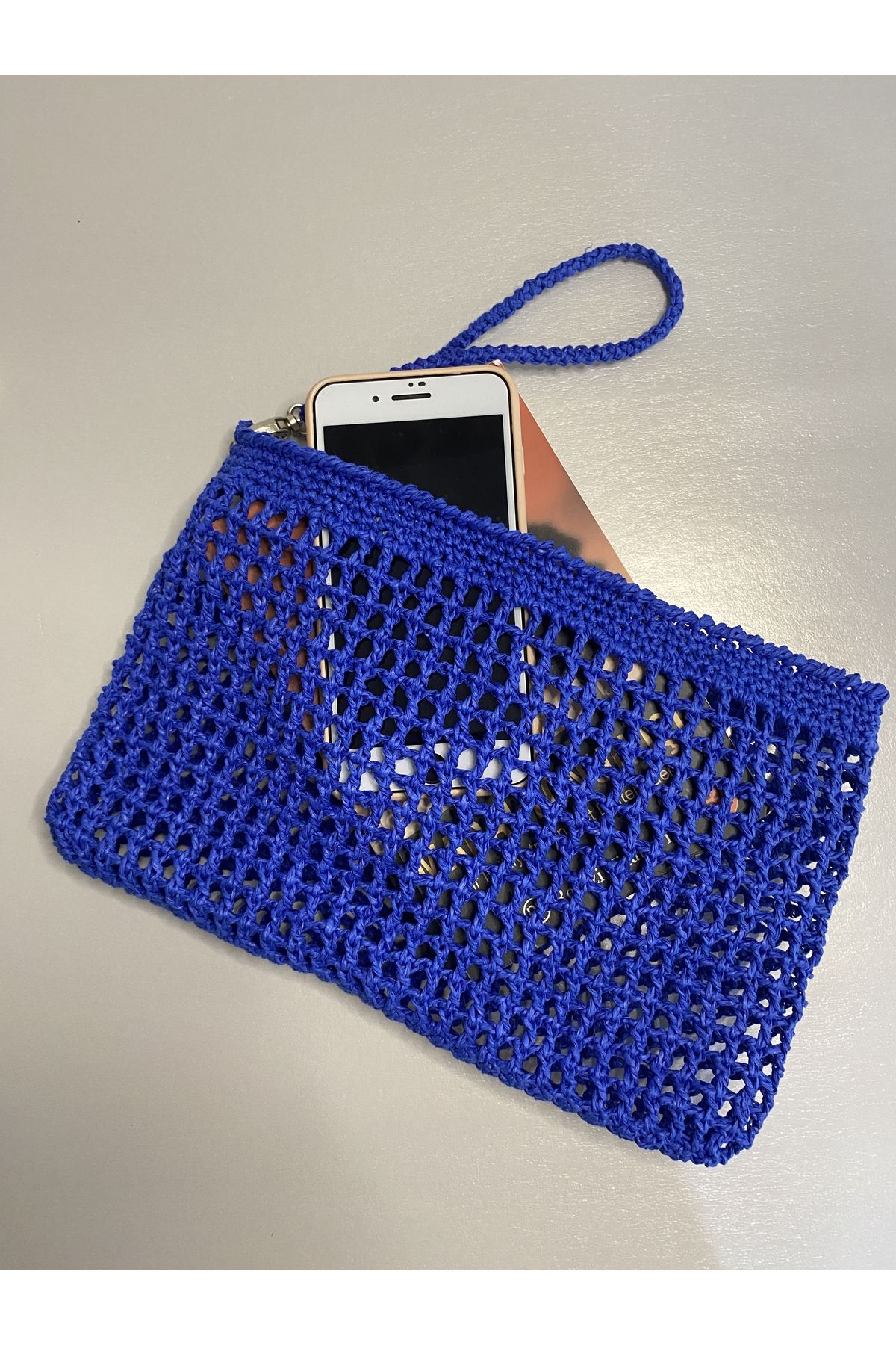 NAZLI Kadın El Örgüsü Kağıt İp File Clutch
