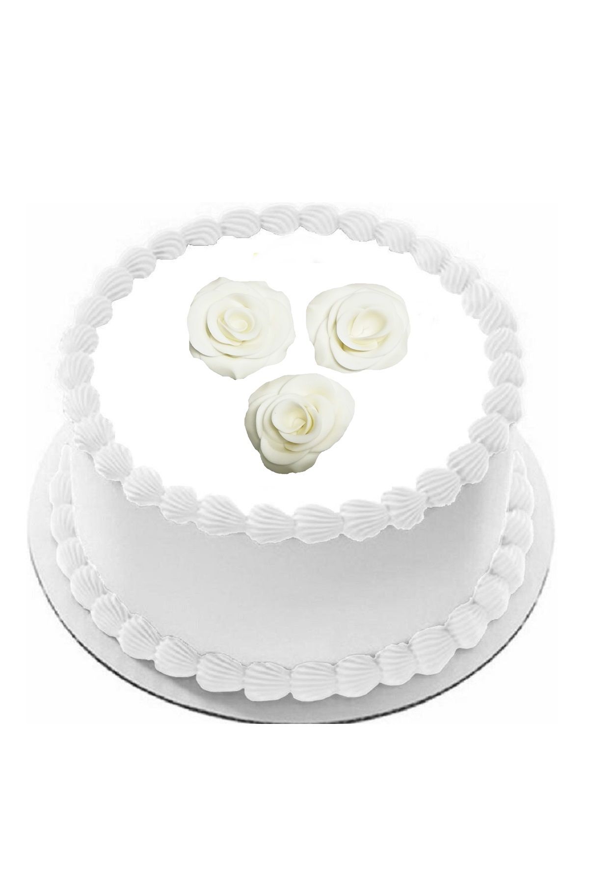 ovalette Yenilebilir Pasta Süslemesi Beyaz Şeker Hamurundan Gül 3 Adet Gelecek 4-5 cm Ebatında