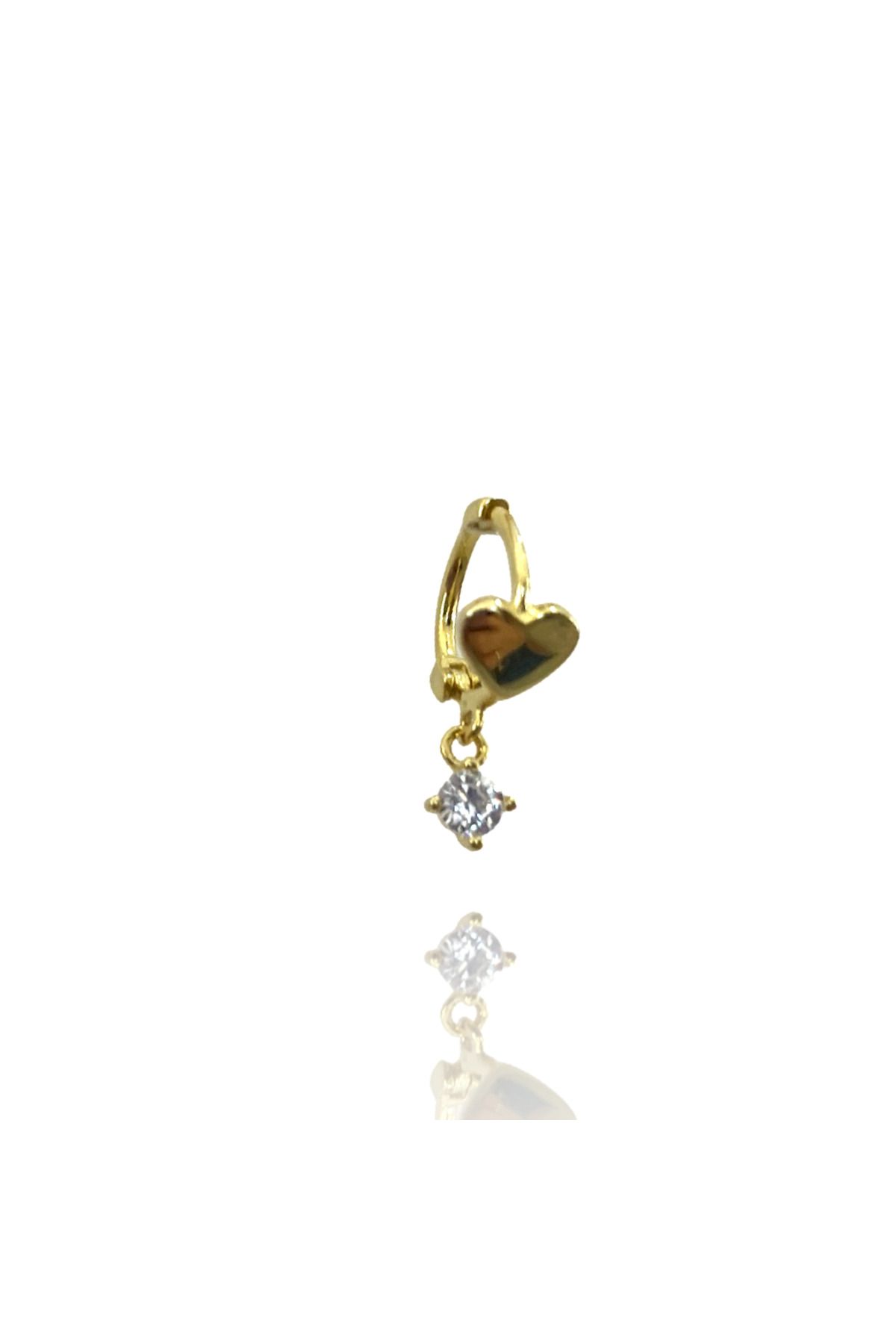 Siminkari Mini Kalp & Sallantılı Helix Küpe 925 Ayar gümüş üzerine altın kaplama