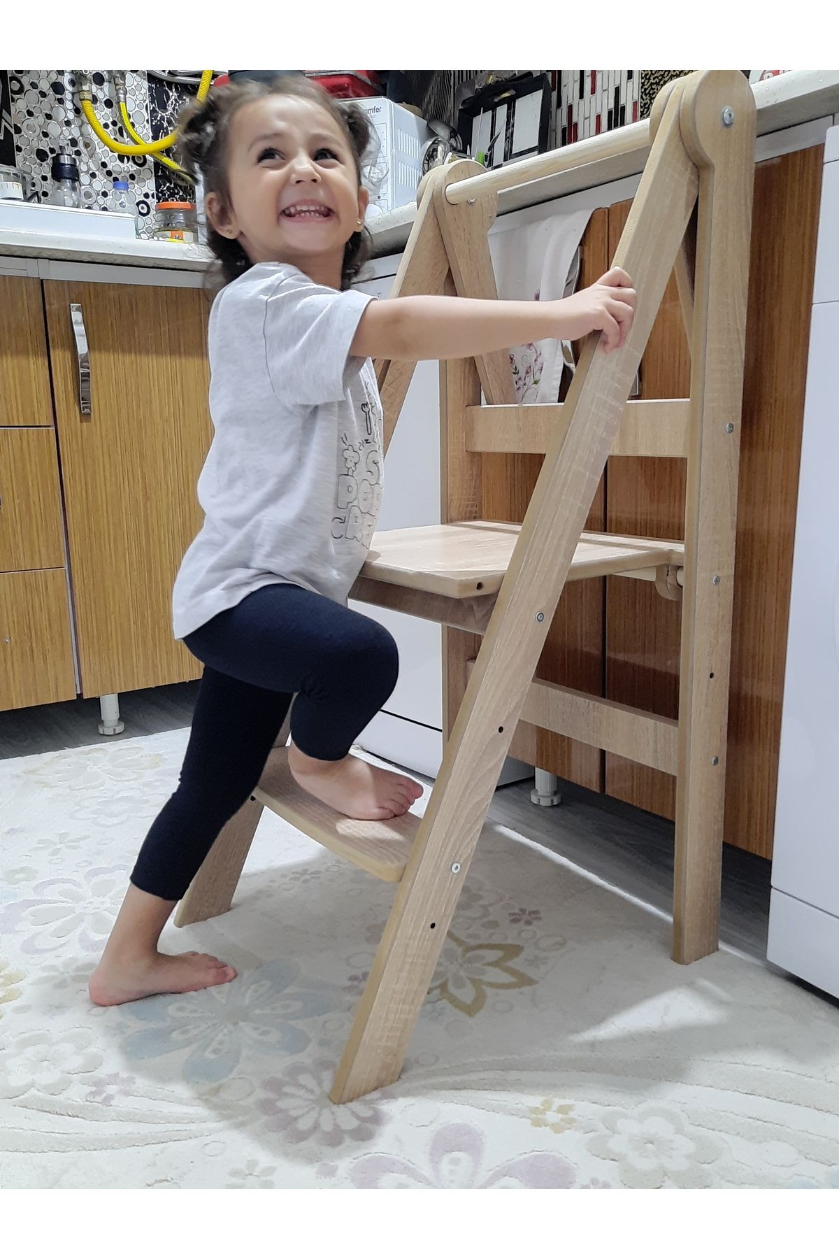 Enna Woden Öğrenme Kulesi Montessori Katlanır Yükseklik Ayarlı Demonte