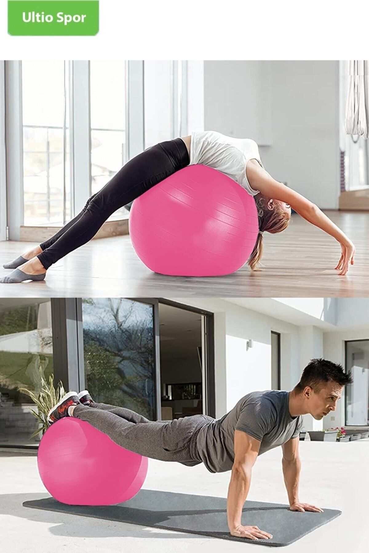 pekial 65 Cm Pembe Pilates Topu Ve Şişirme Pompası Yoga Pilates Egzersiz Topu Ball Kutulu