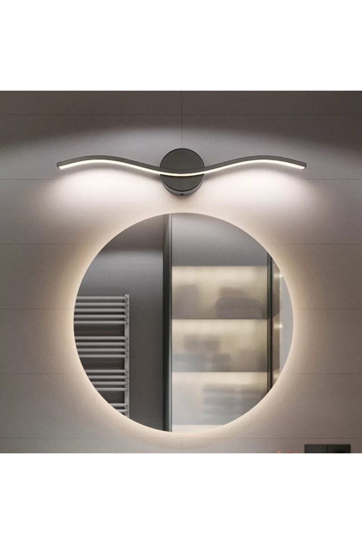 Fer Avize Diana Modern Tasarım Siyah Renk Gün Işığı Ledli Banyo - Mutfak - Salon Led Duvar Aplik