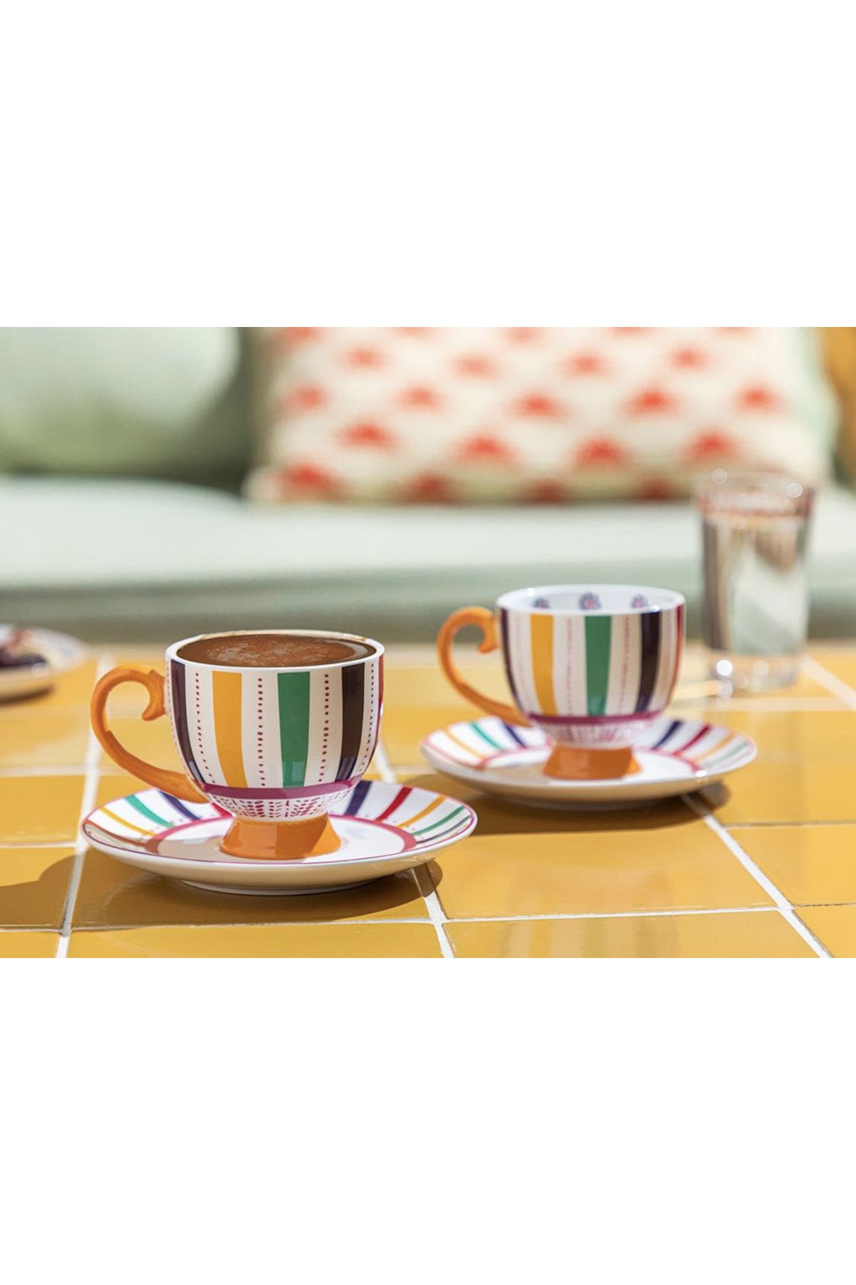 English Home Exotic Strip New Bone China2’li Kahve Fincan Takımı 100 Ml Renkli