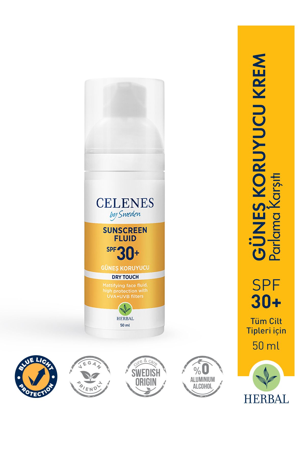 Celenes by Sweden Herbal Spf30 Fluid Dry Touch Güneş Kremi 50 Ml
