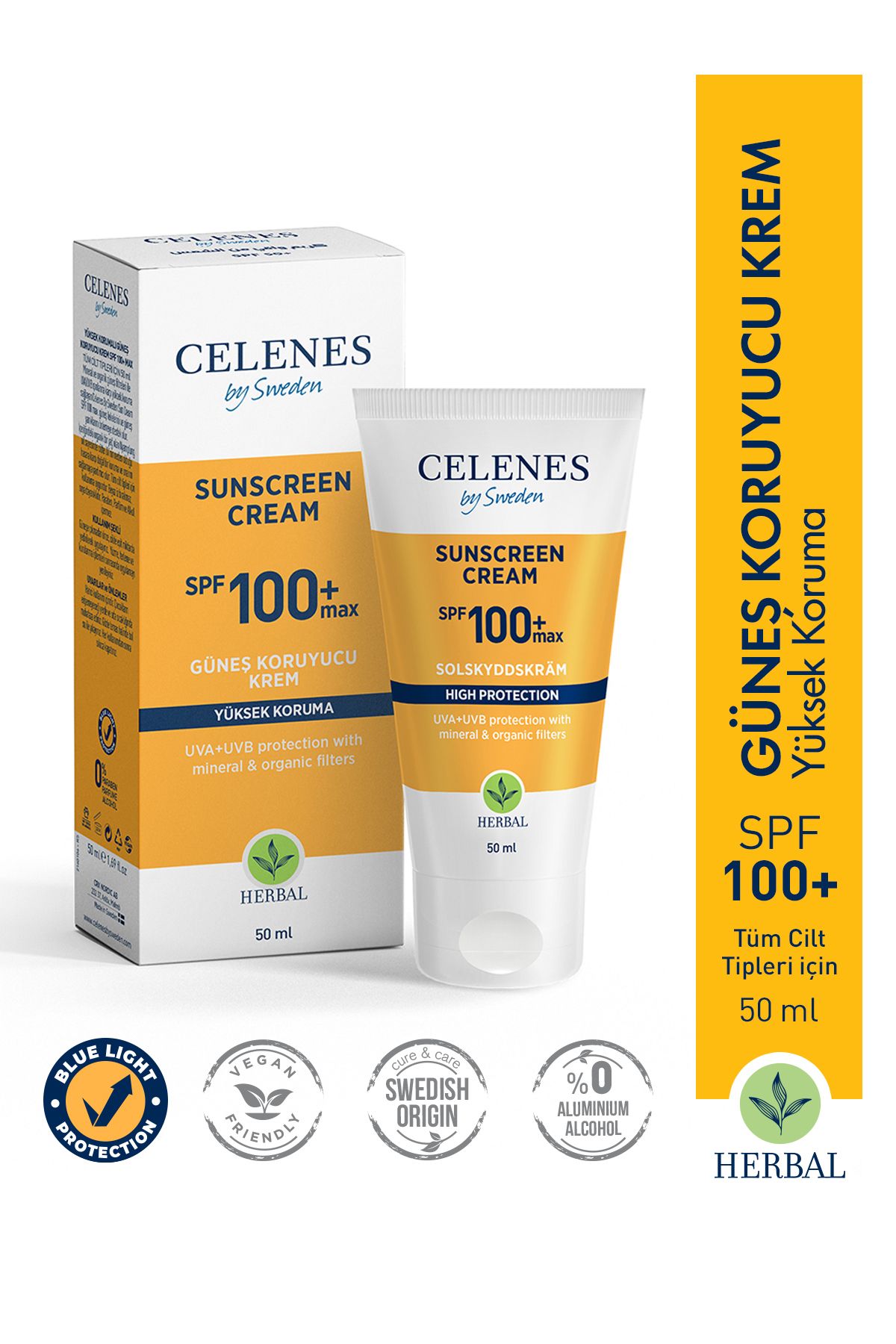 Celenes by Sweden Herbal Güneş Koruma Kremi 100 Max Spf 50ml / Tüm Cilt Tipleri