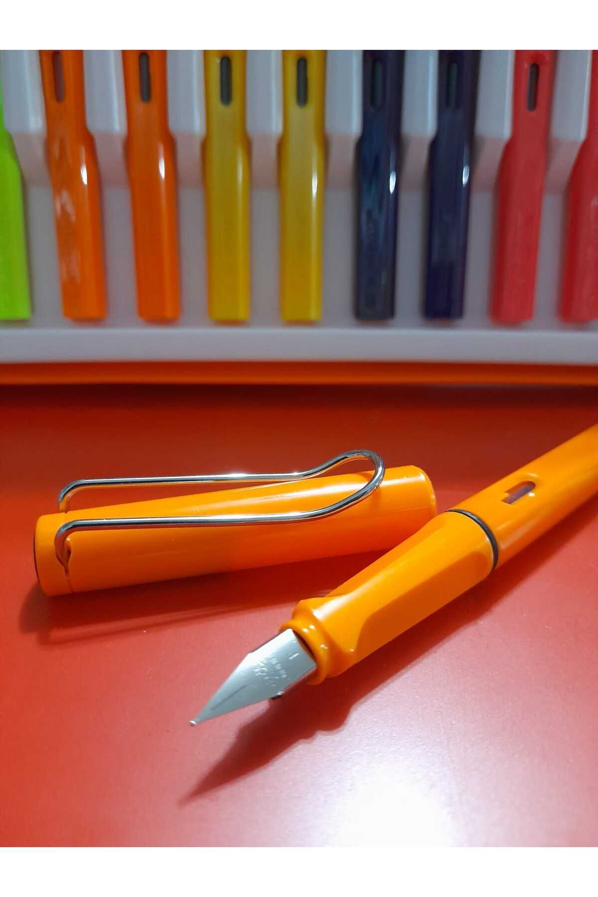 jinhao dolma kalem OPAK GÖVDE TURUNCU renk (F) 0,60mm uç sert plastik gövde