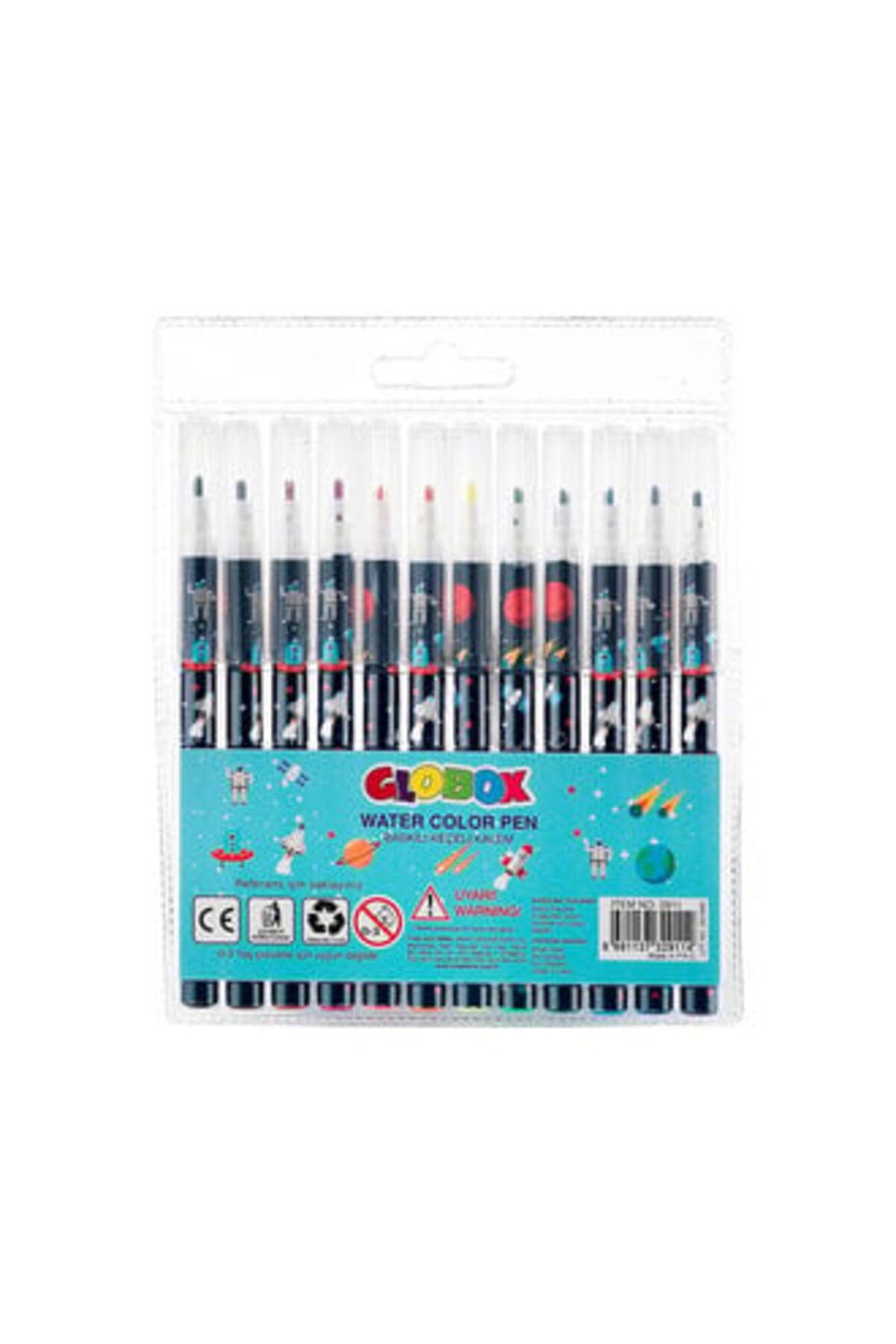 Globox Water Color Pen Baskılı Keçeli Kalem 12'li ( 1 ADET )