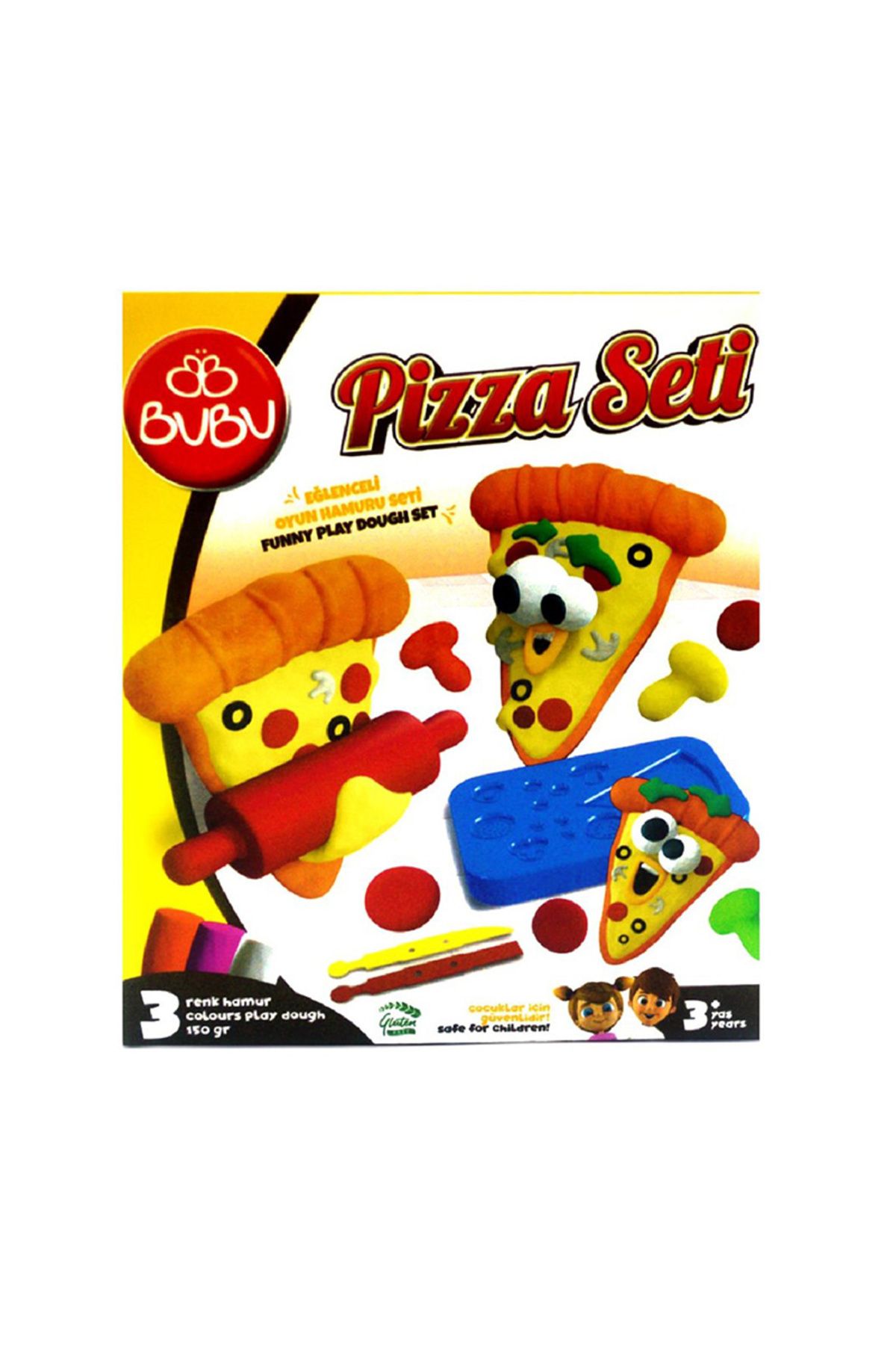 Ceren Kırtasiye Pizza Hamur Seti 3 Renk Hamur - MAVİ SU DÜNYASI