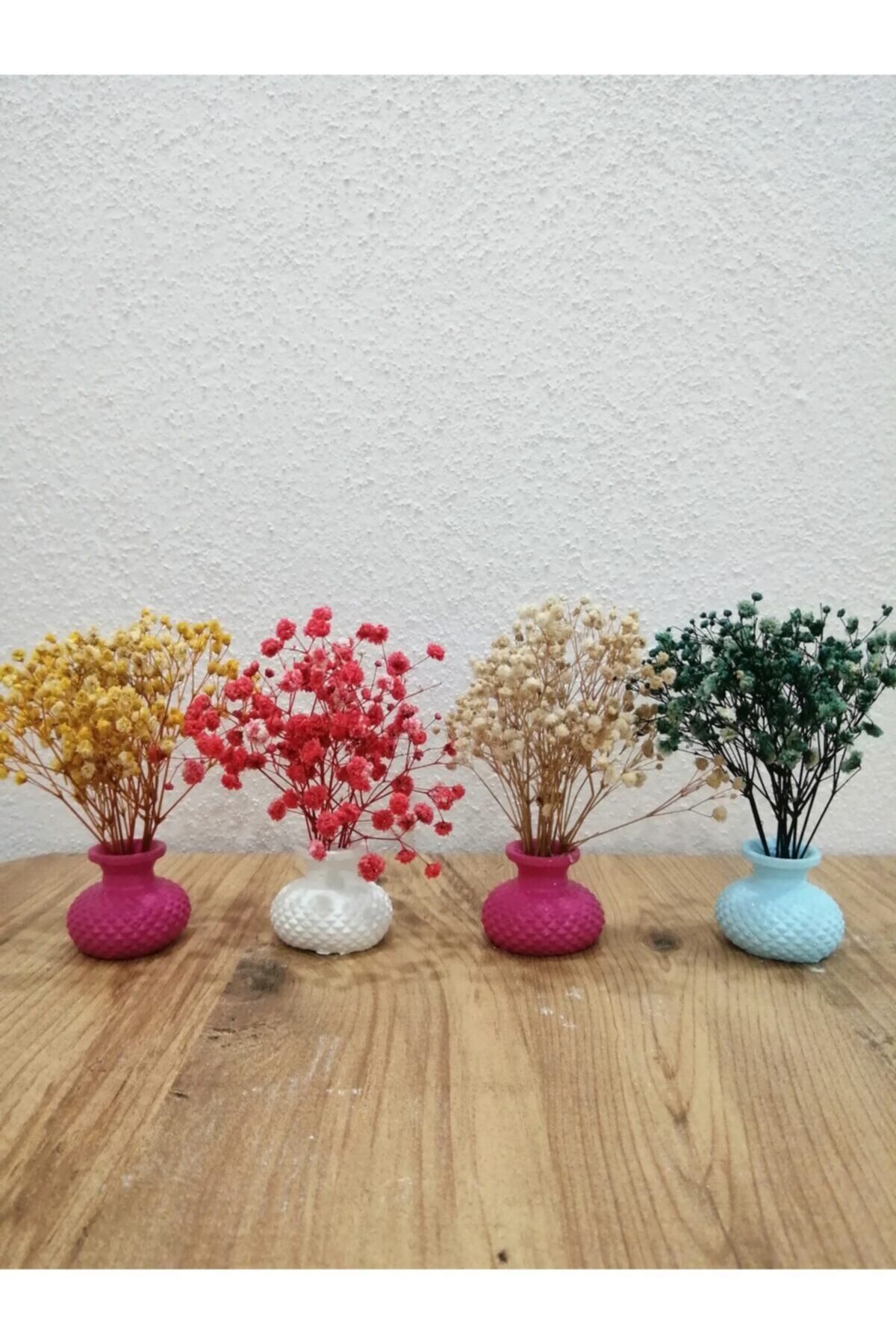 MRN DESIGN HOME Sunumluk Vazo Takımı 4 Adet Ve Çiçekleri