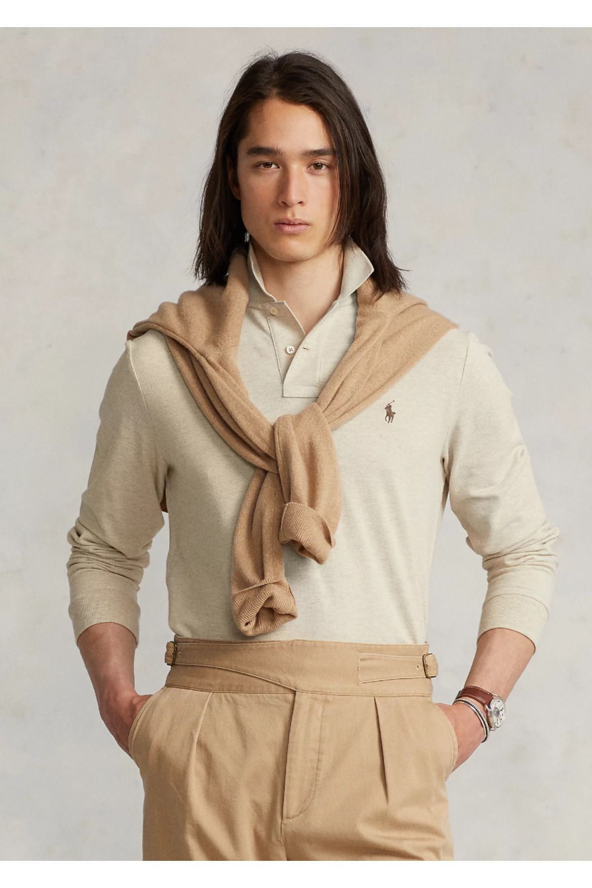 Ralph Lauren Slim Fit Mesh Long-Sleeve Polo Shirt