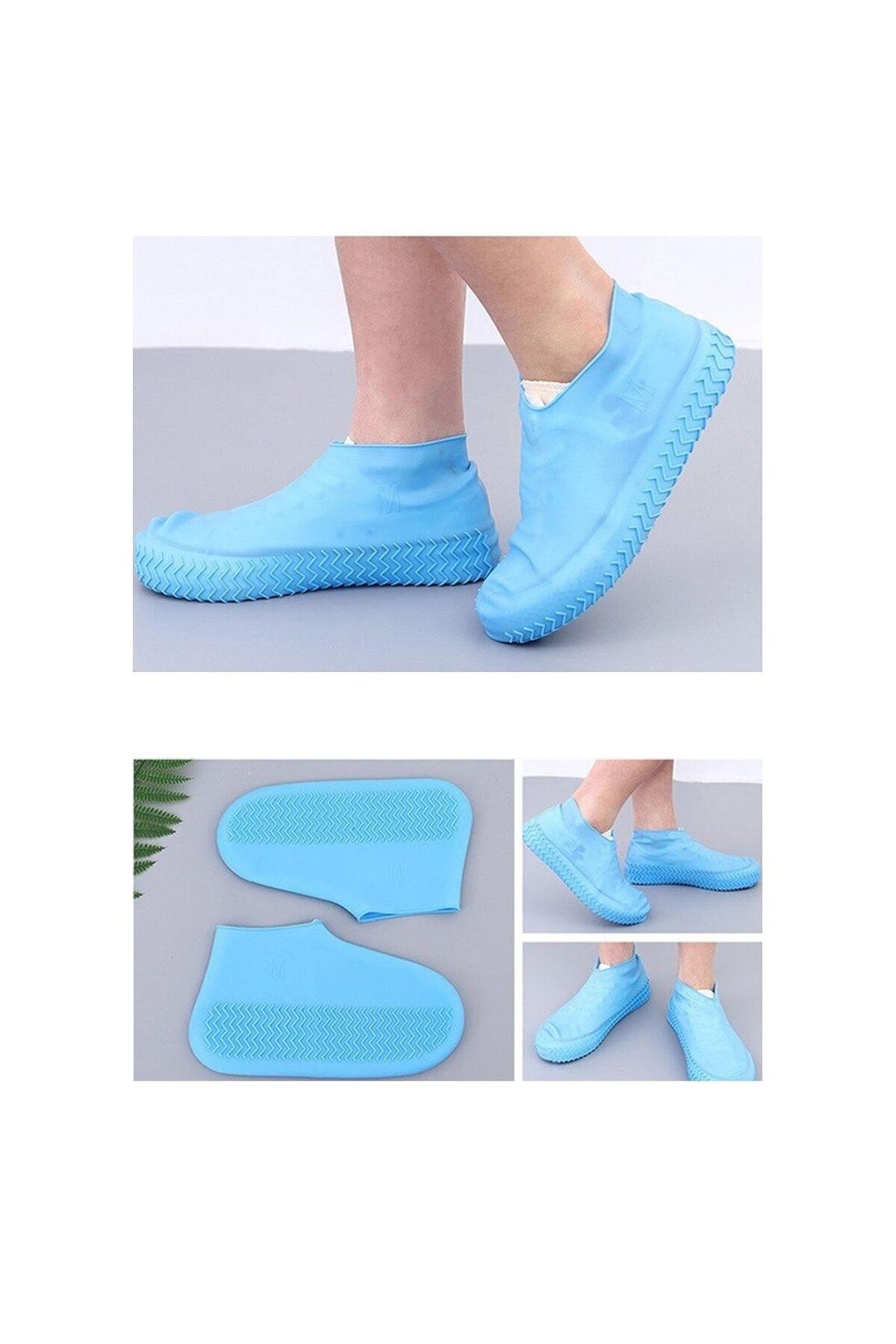 MİSSCAFE Silikon Yağmur Koruyucu Ayakkabı Kılıfı Kaymaz Su Kir Geçirmez Large Mavi(40-46)