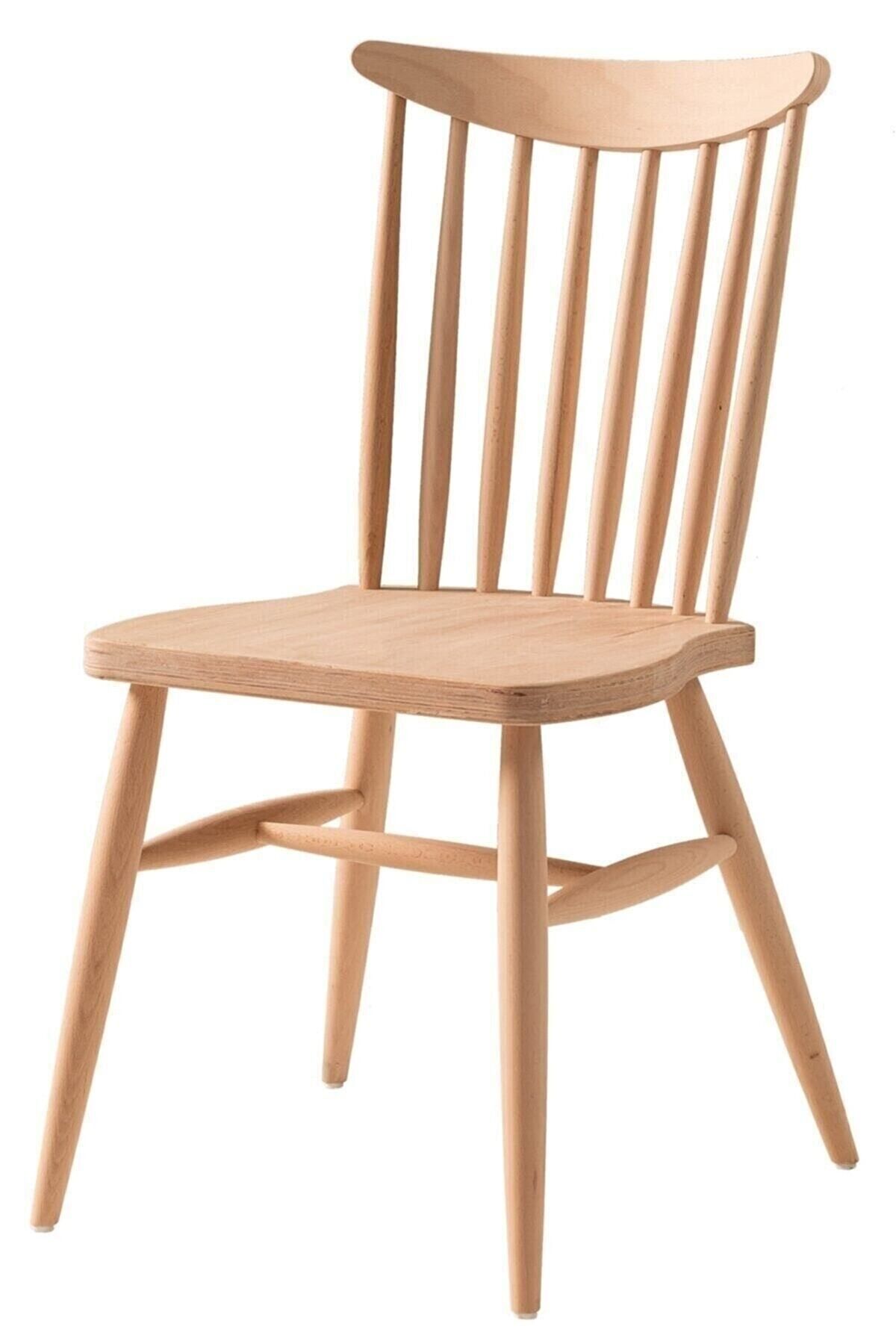 CLK TEKSTİL Ahşap Ham Yıldız Sandalye Cilasız Ahşap Mutfak Sandalyesi